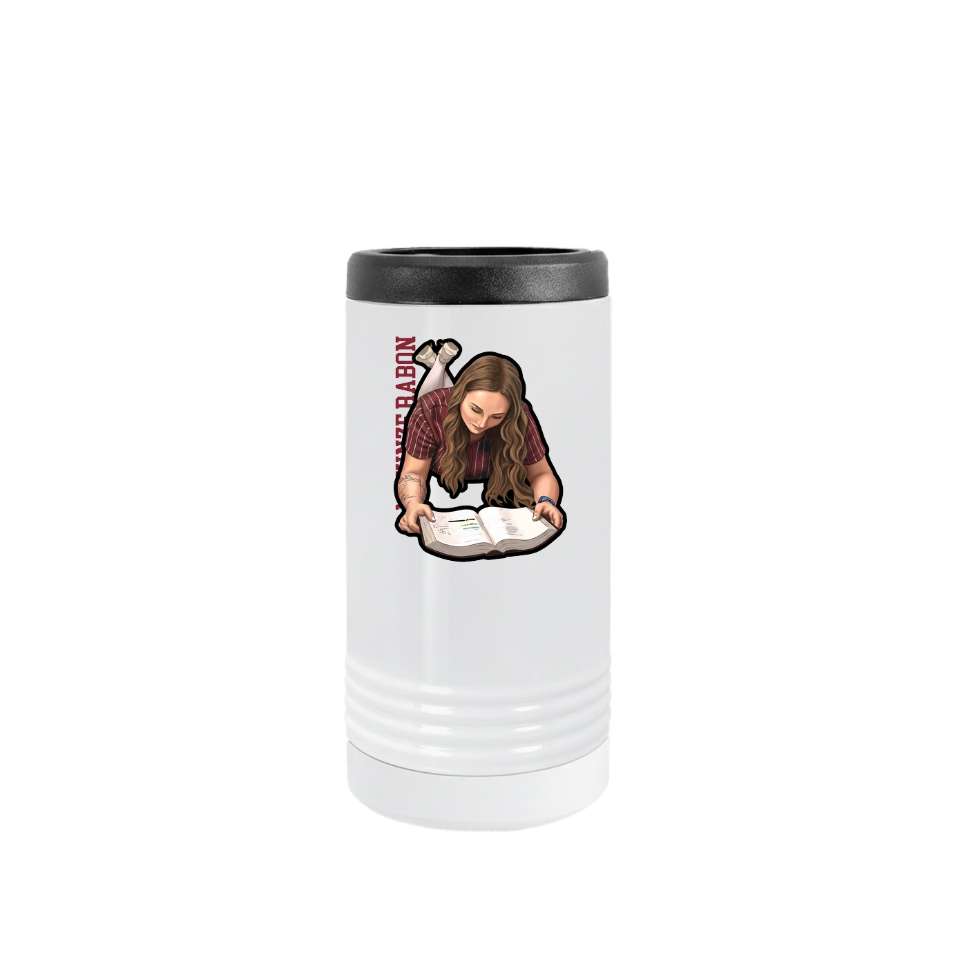 Slim Beverage Holder — Name Vertical in White