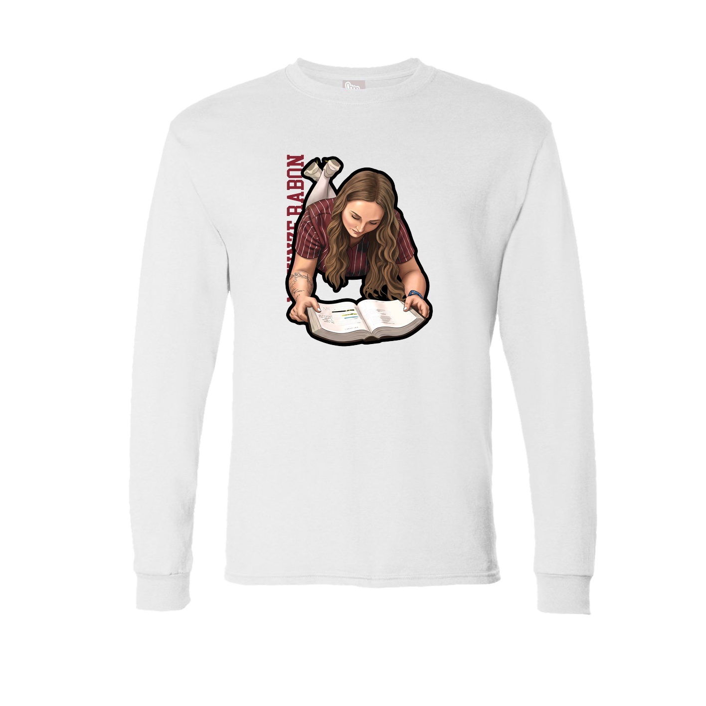 Long Sleeve Tee — Name Vertical in White