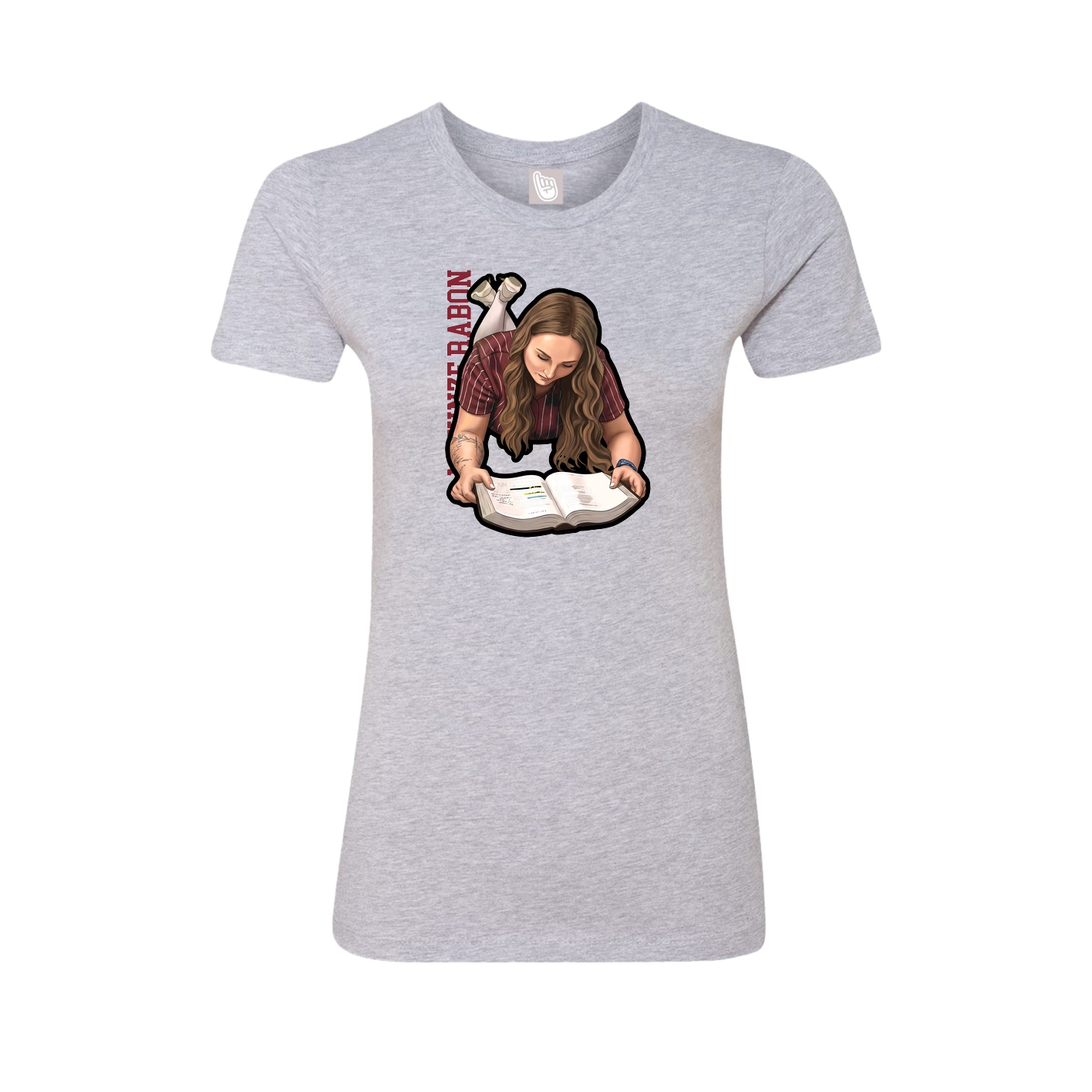 Fitted Women's Tee — Name Vertical in Grey