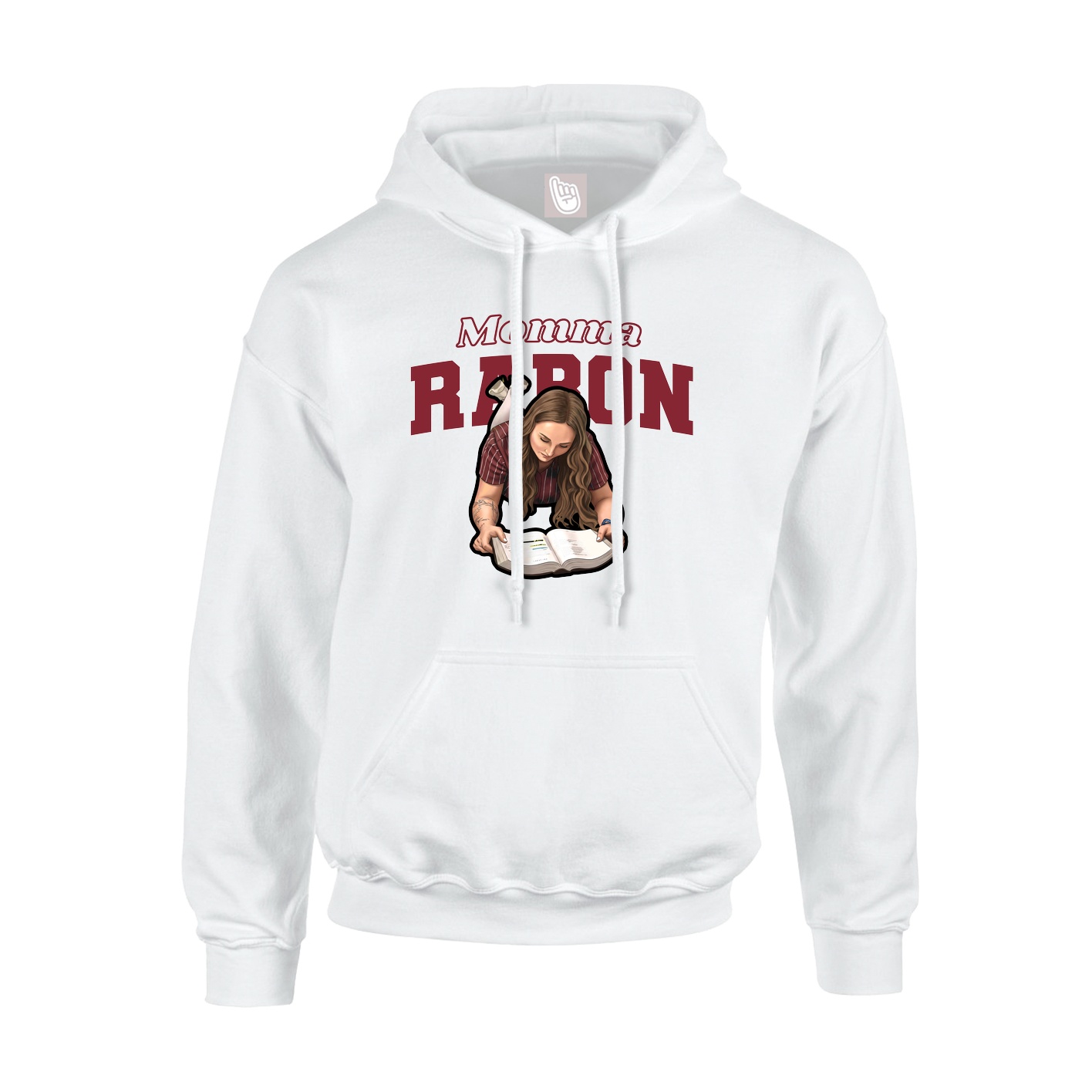 Youth Hoodie — Mothers Day Block in White
