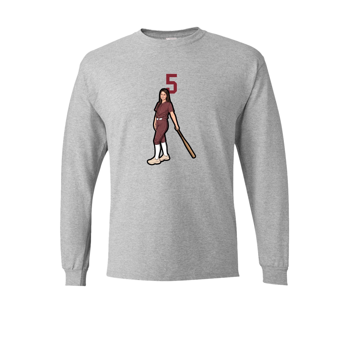 Long Sleeve Tee — Number Top in Grey
