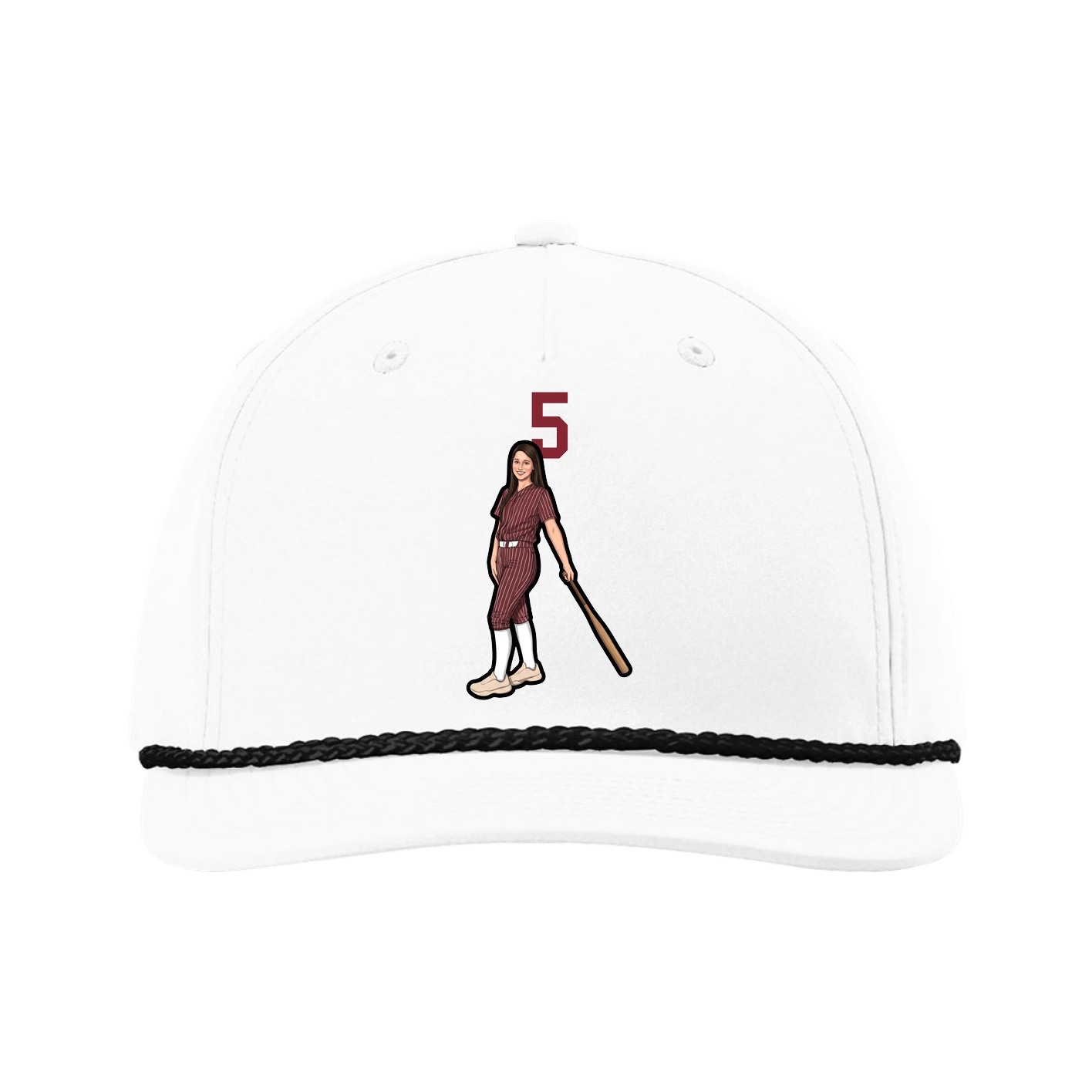 Five-Panel Classic Rope Cap — Number Top in White