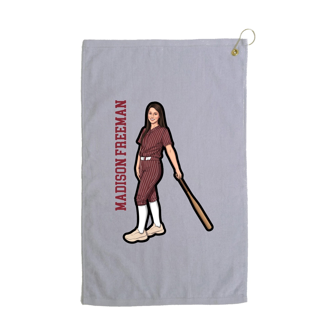 Golf Towel — Name Vertical in Grey