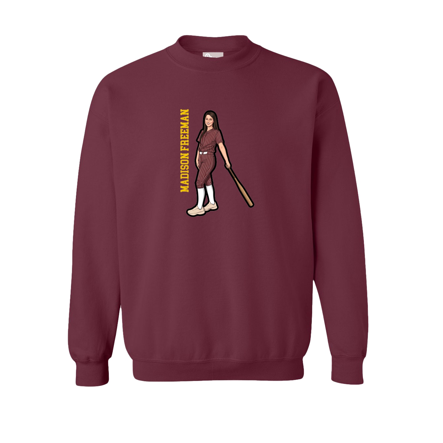 Fleece Crew — Name Vertical in Maroon