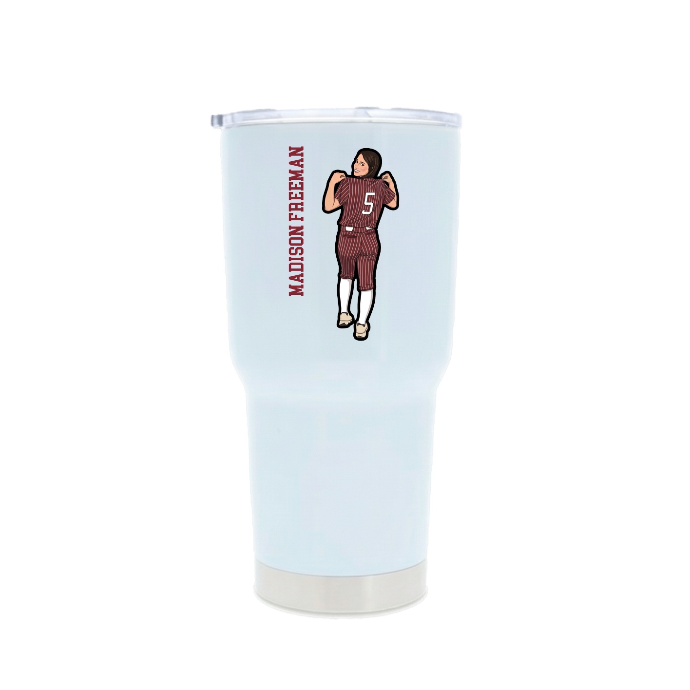 30oz Stainless Steel Tumbler — Name Vertical in White