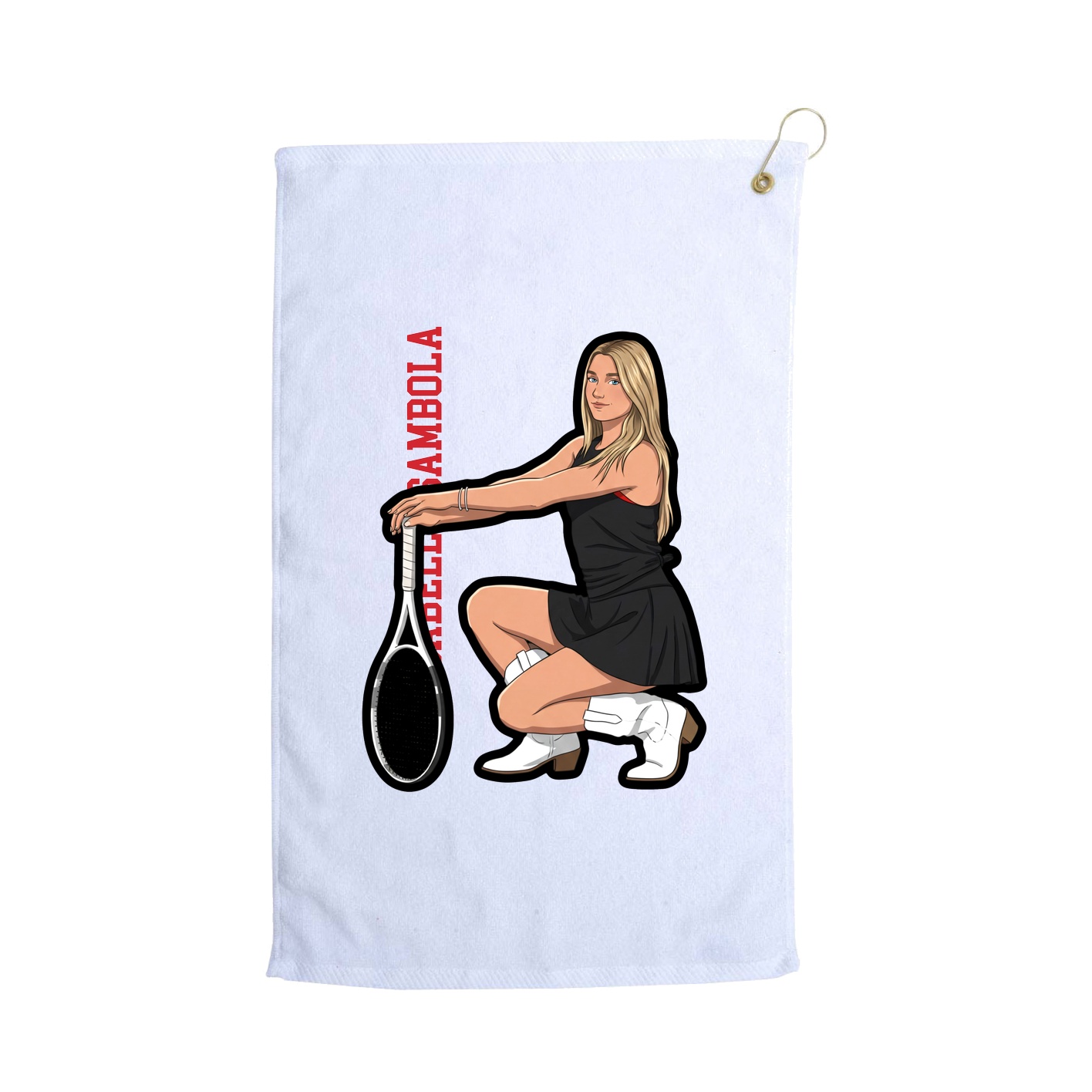Golf Towel — Name Vertical in White