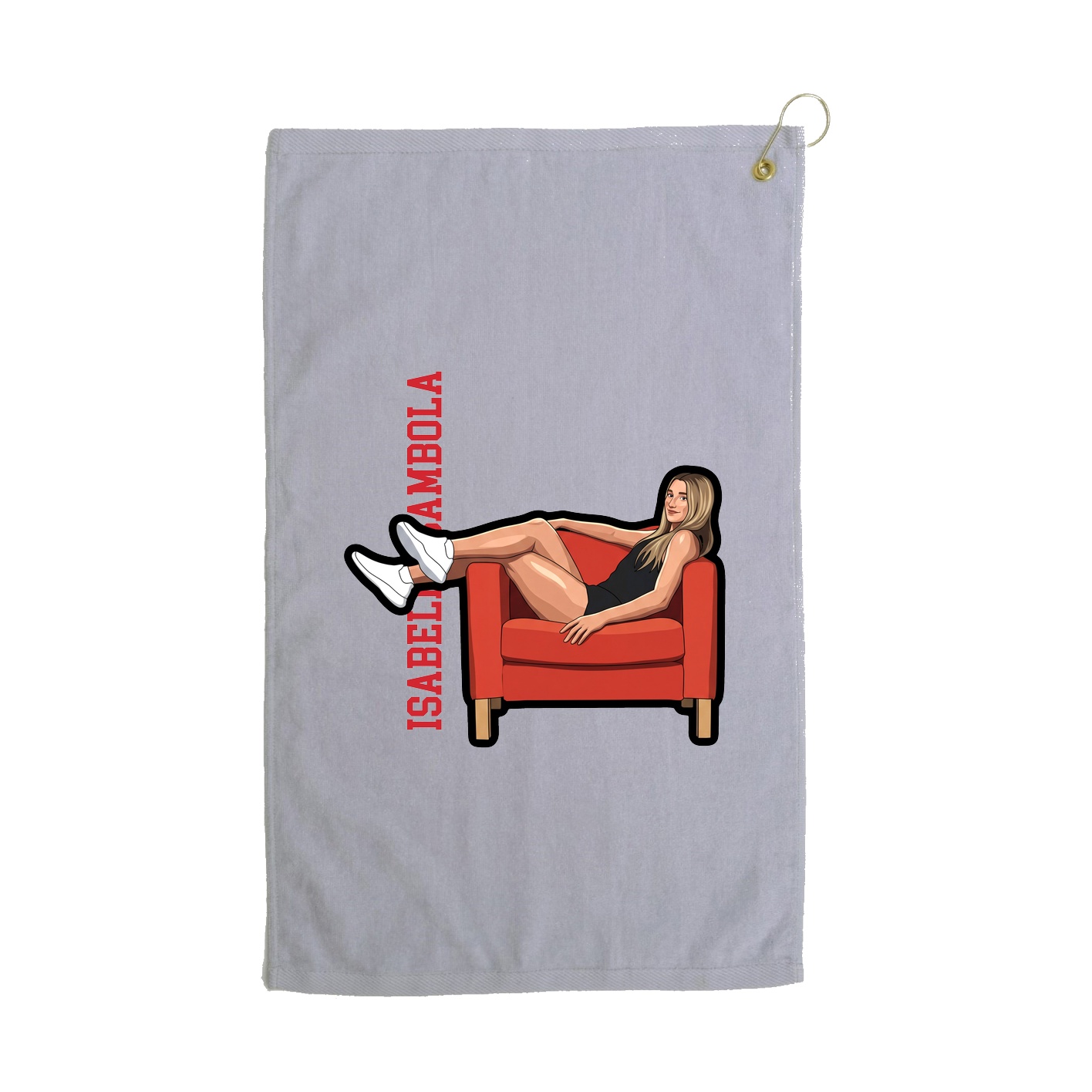 Golf Towel — Name Vertical in Grey