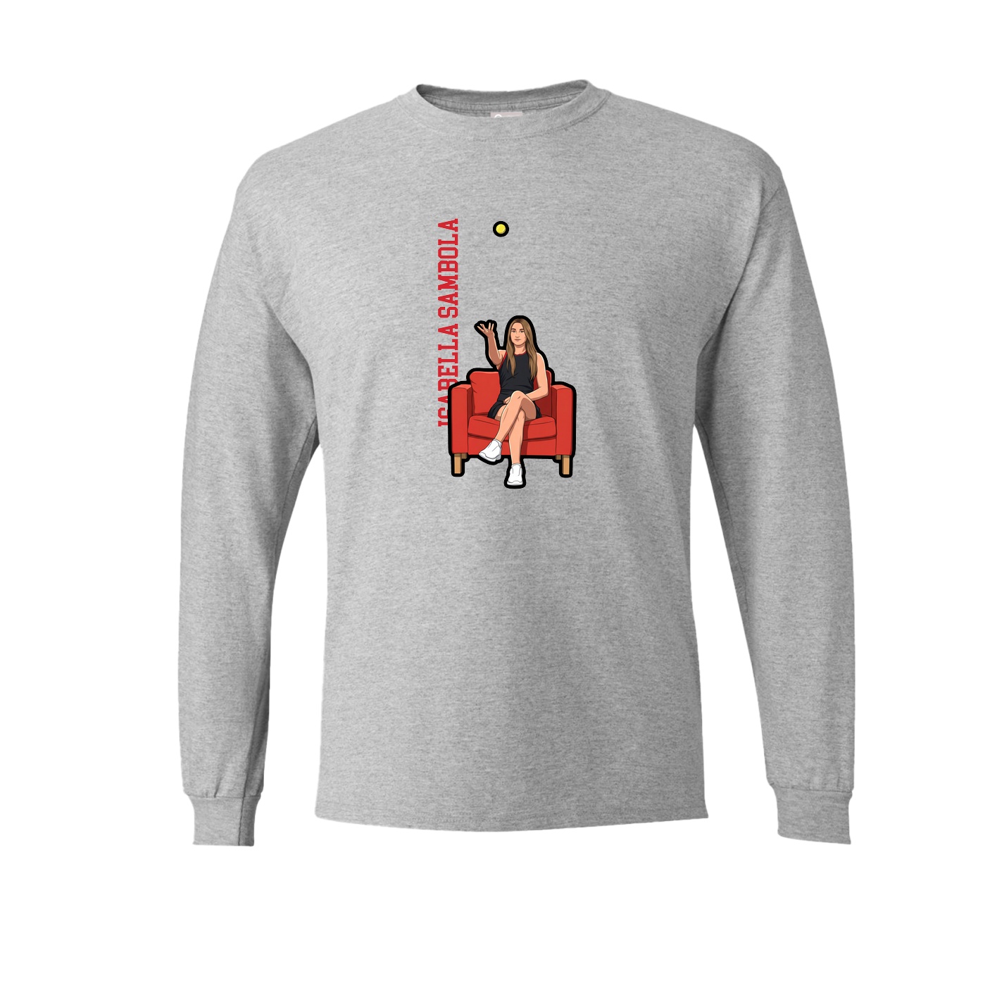 Long Sleeve Tee — Name Vertical in Grey