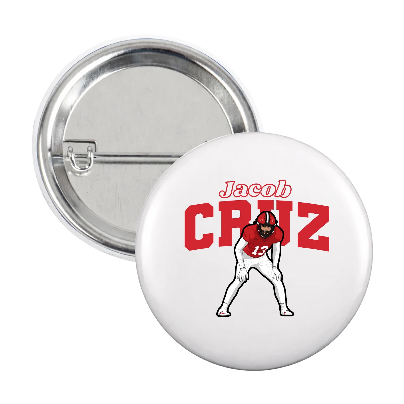 Game Day Button — Name Arch in White
