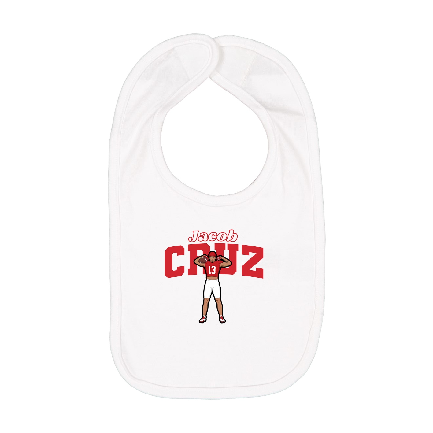 Infant Bib — Name Arch in White