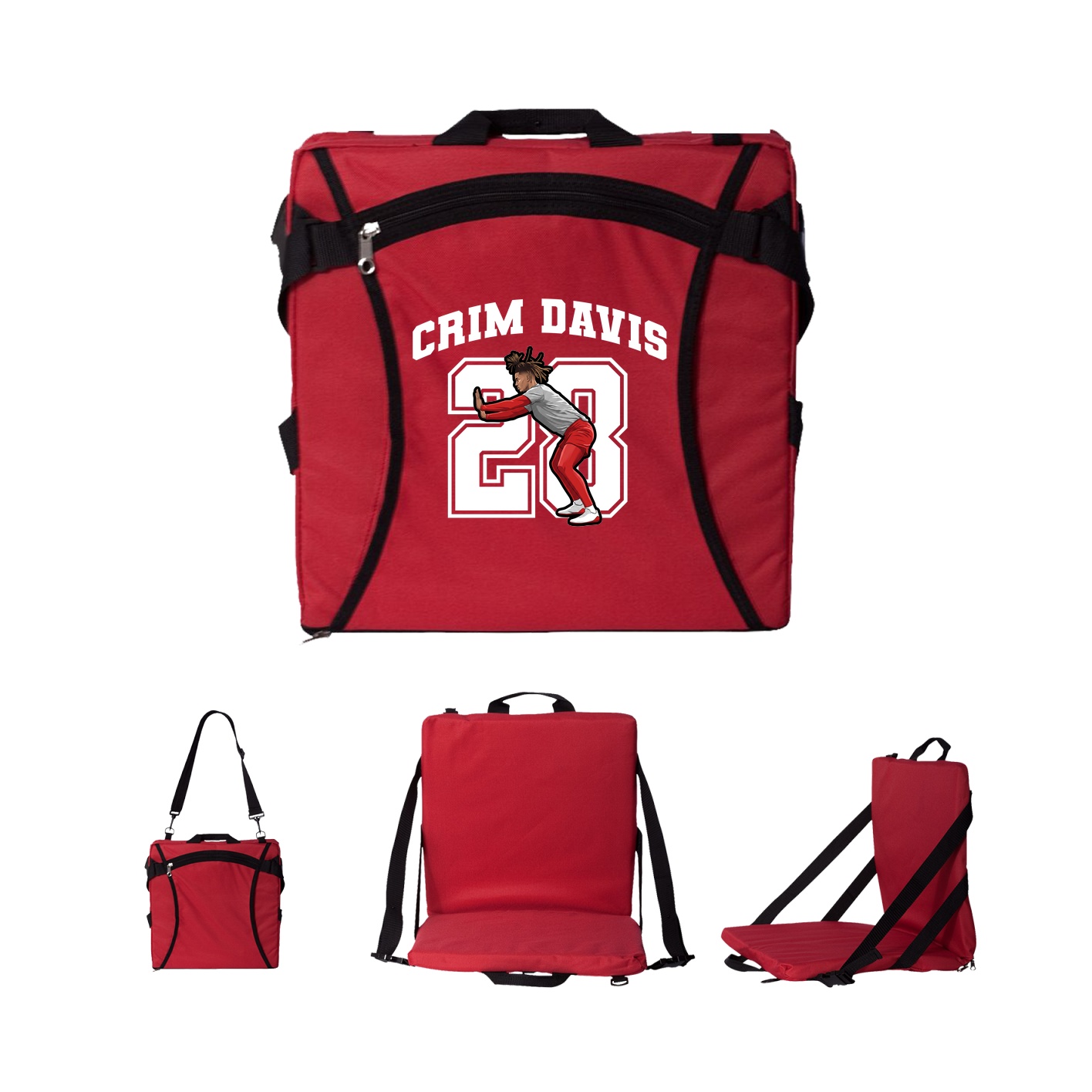Folding Stadium Seat — Number in Red