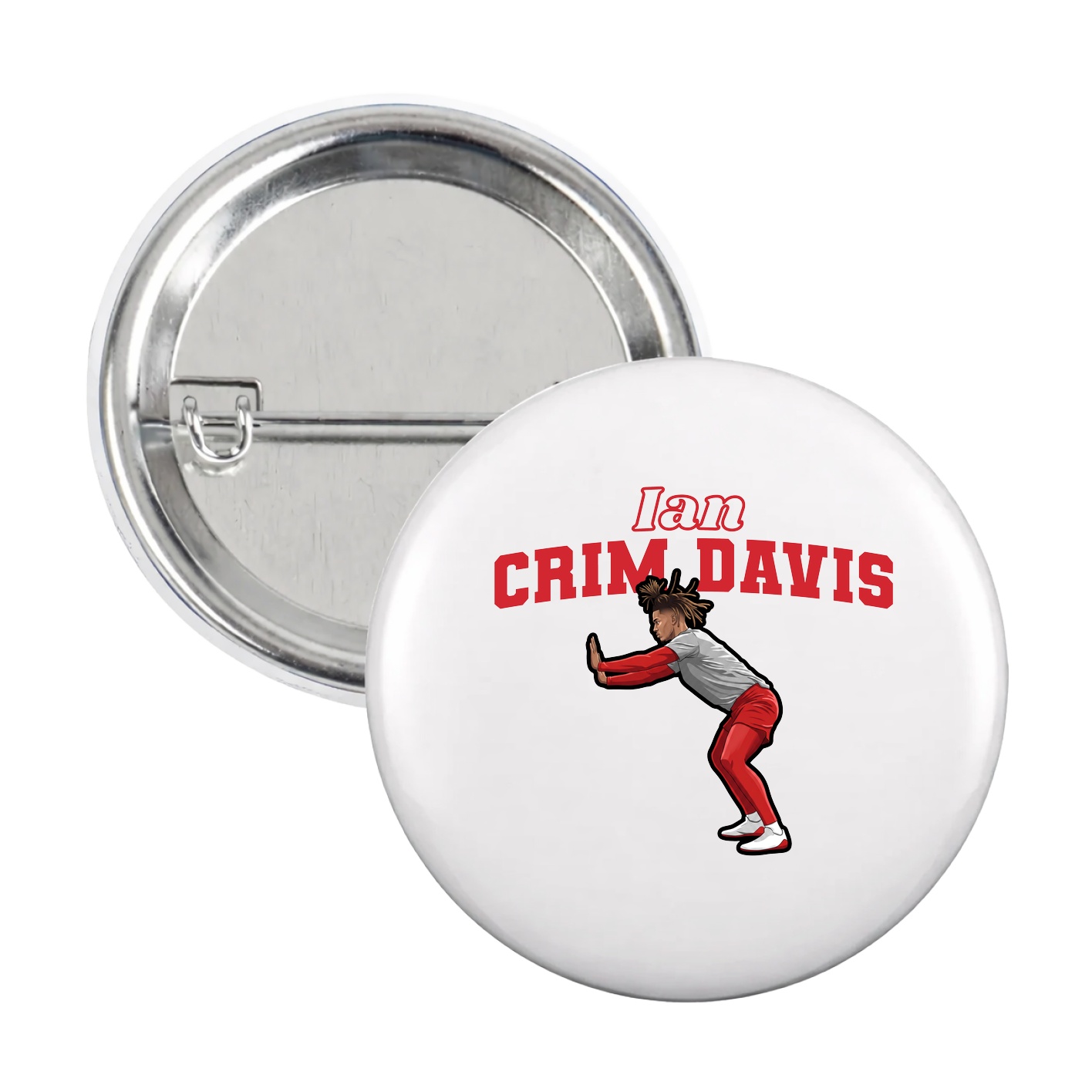 Game Day Button — Name Arch in White