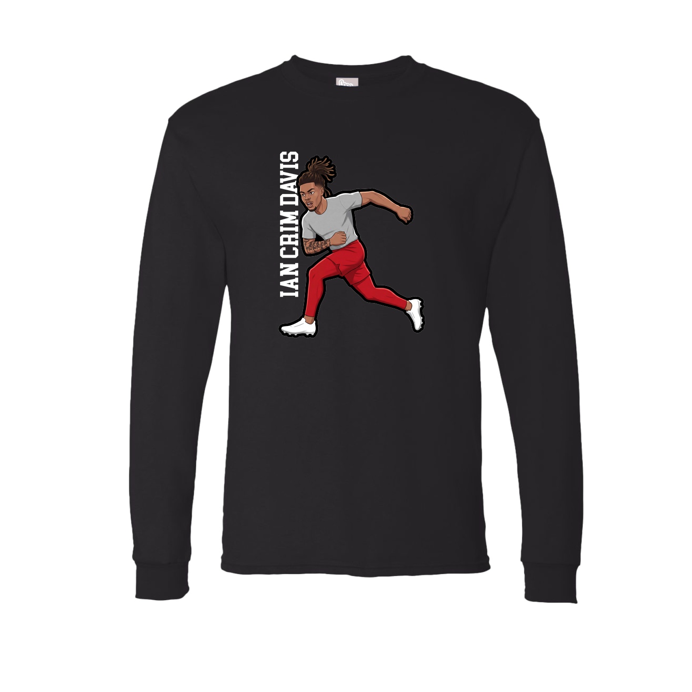 Long Sleeve Tee — Name Vertical in Black
