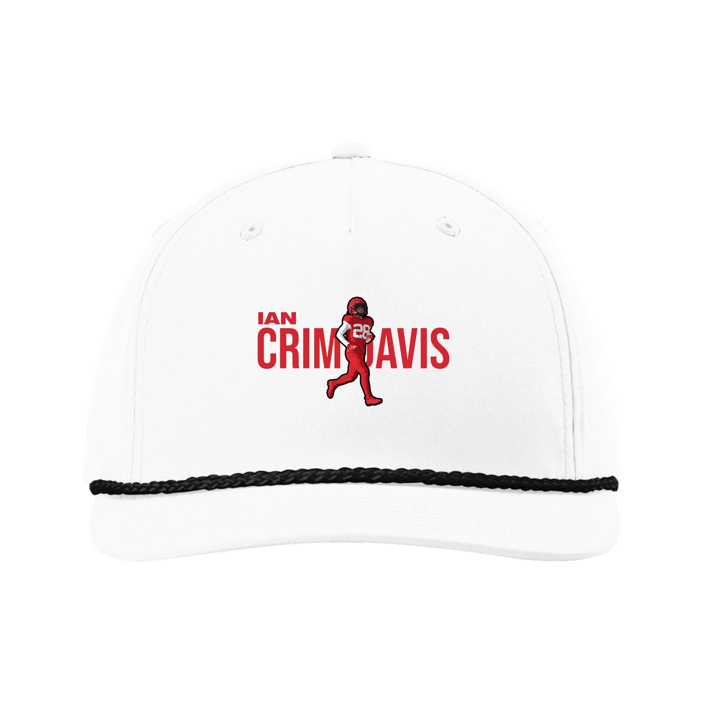 Five-Panel Classic Rope Cap — Player Name in White