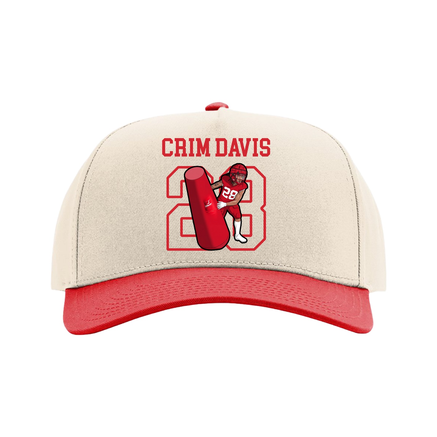Full Fabric Five-Panel Champ Cap — Shirsey in Cream/Red