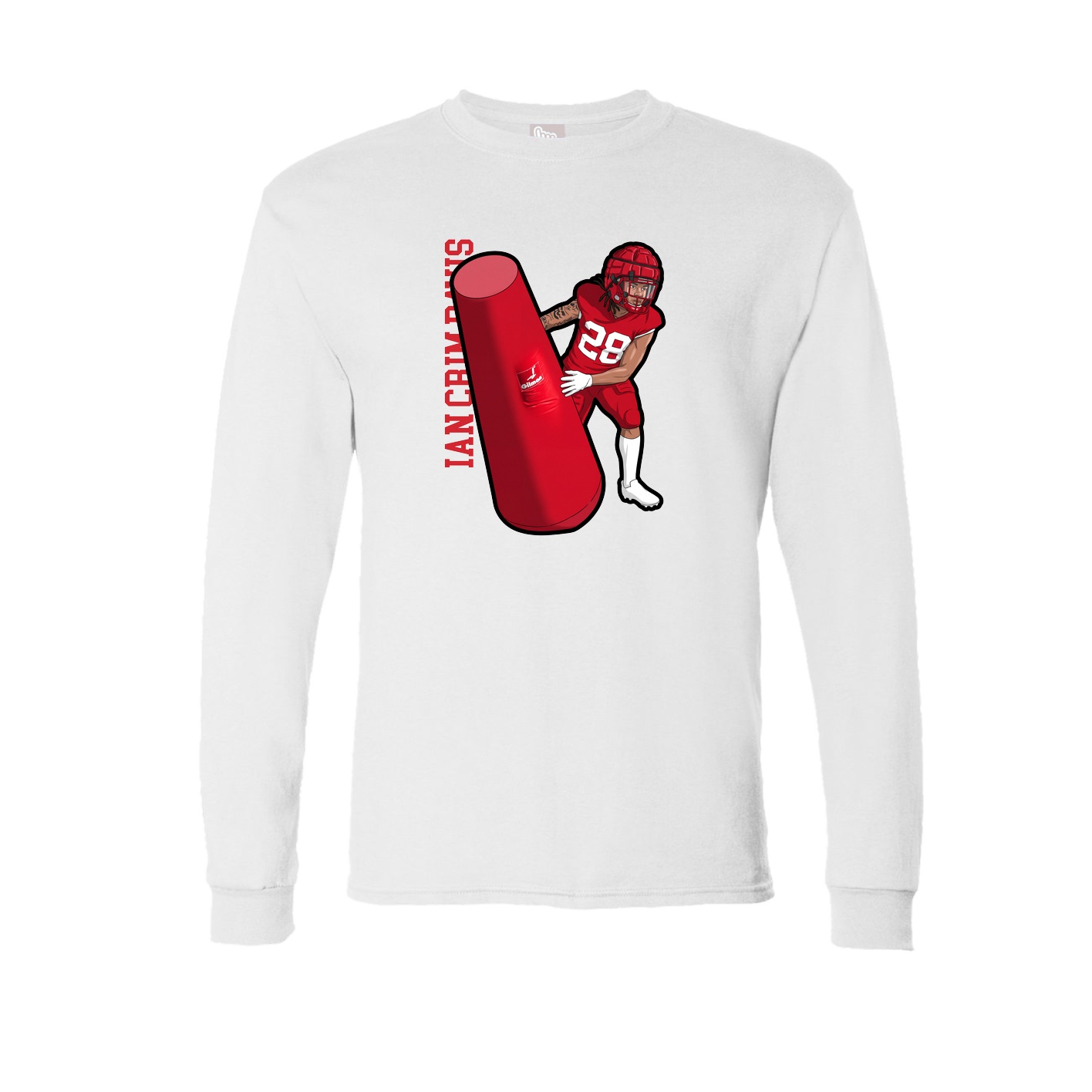 Long Sleeve Tee — Name Vertical in White