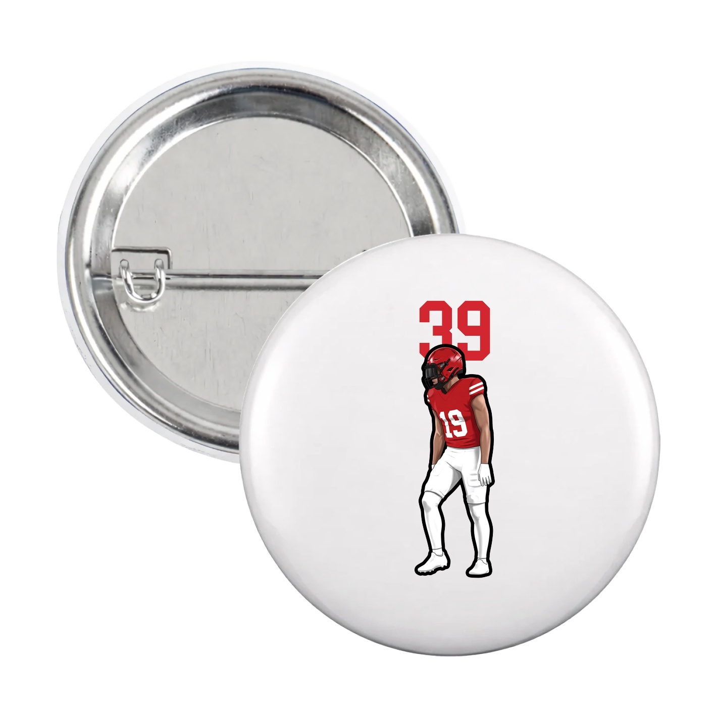 Game Day Button — Number Top in White