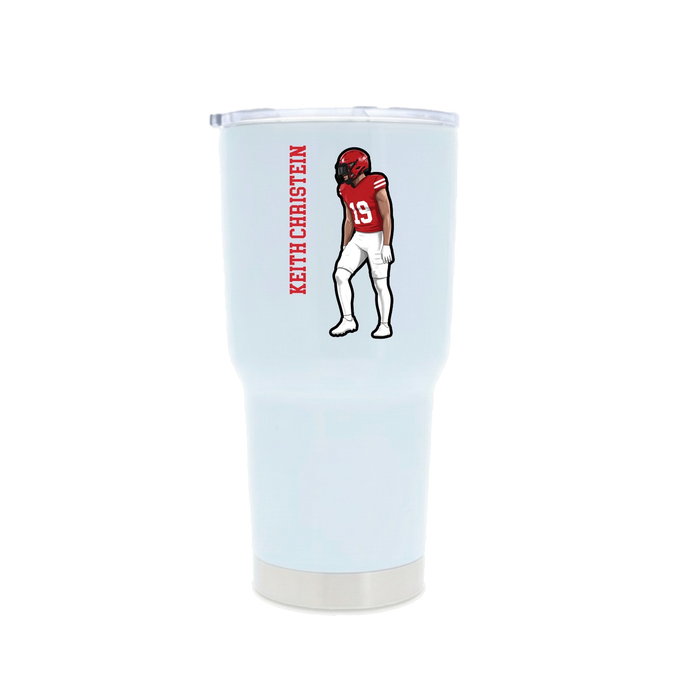 30oz Stainless Steel Tumbler — Name Vertical in White