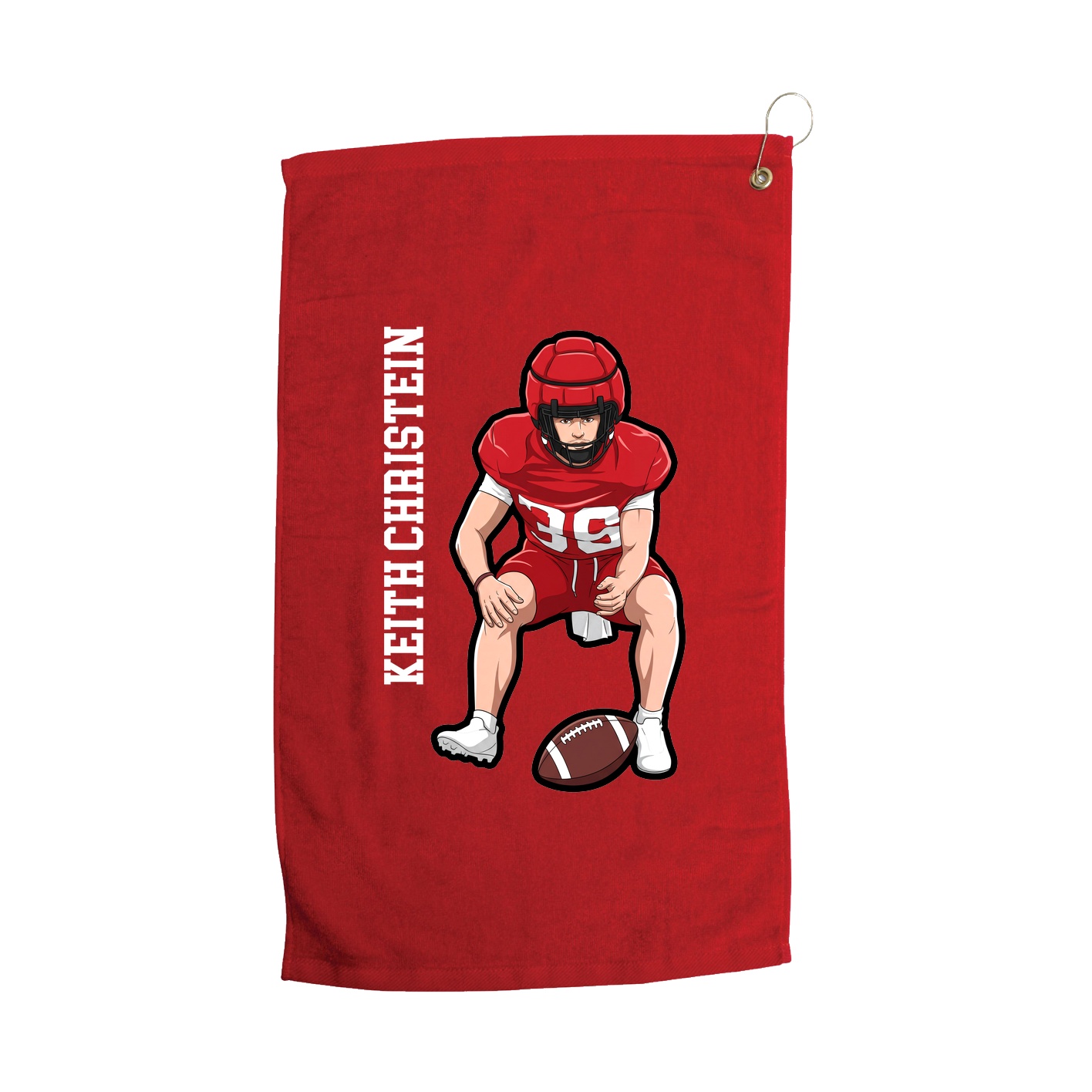 Golf Towel — Name Vertical in Red
