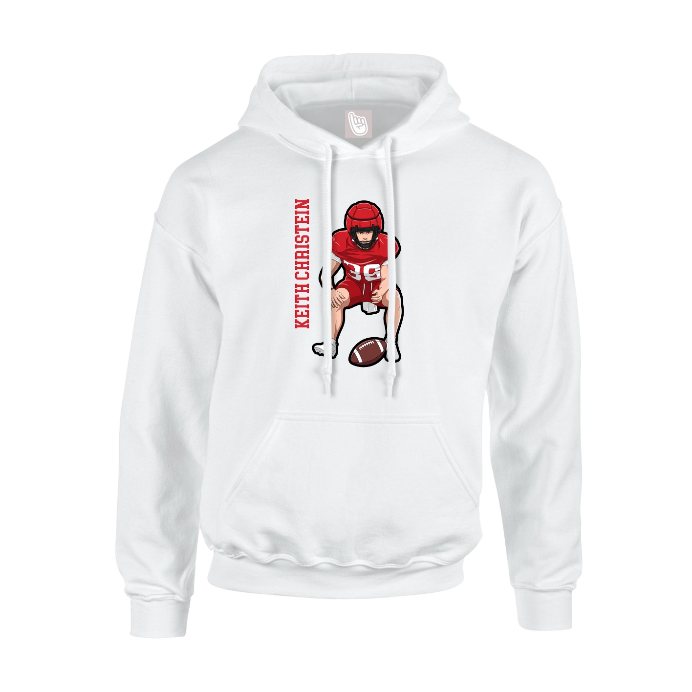 Youth Hoodie — Name Vertical in White