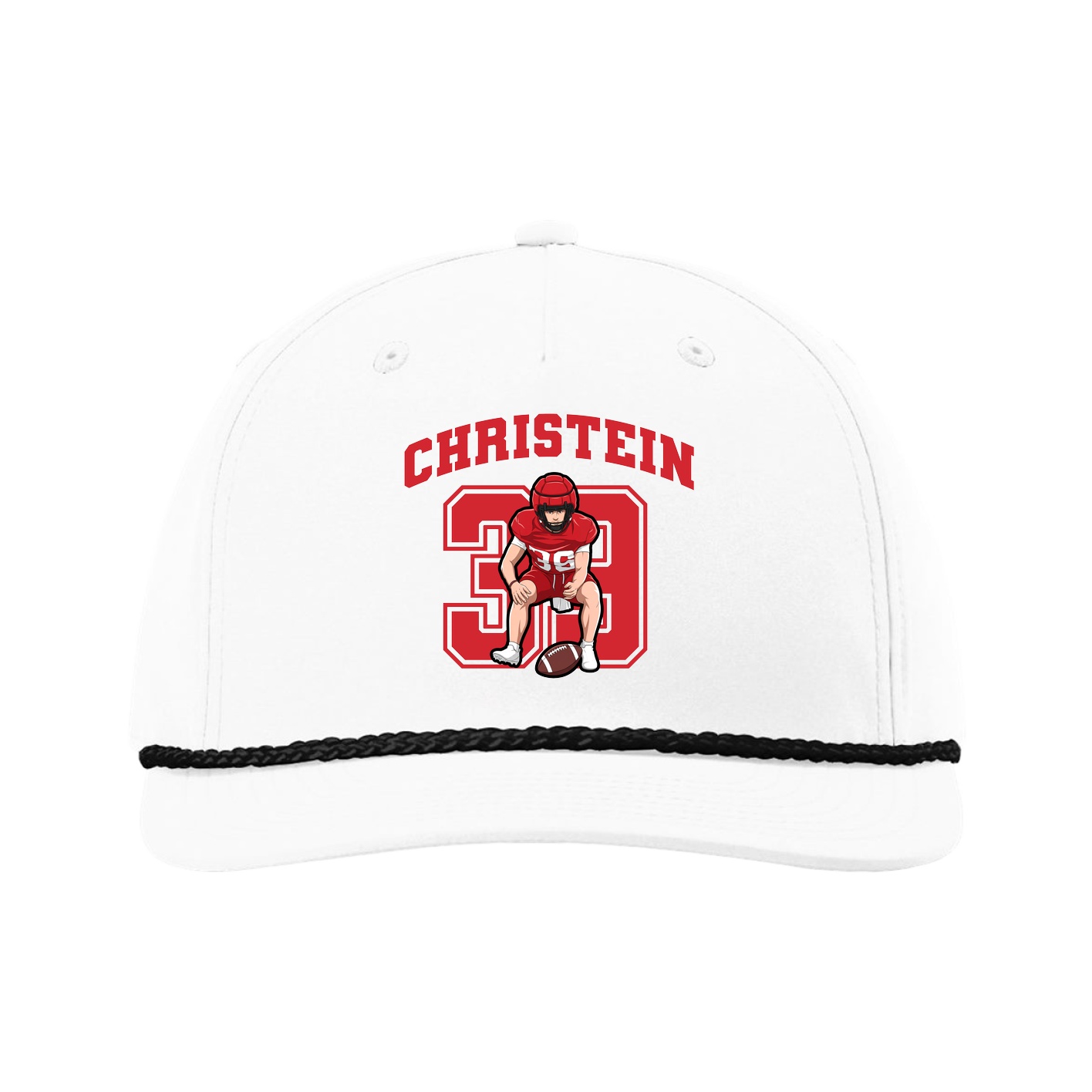 Five-Panel Classic Rope Cap — Number in White