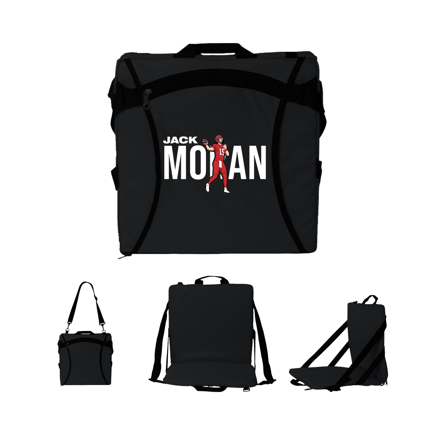 Folding Stadium Seat — Player Name in Black