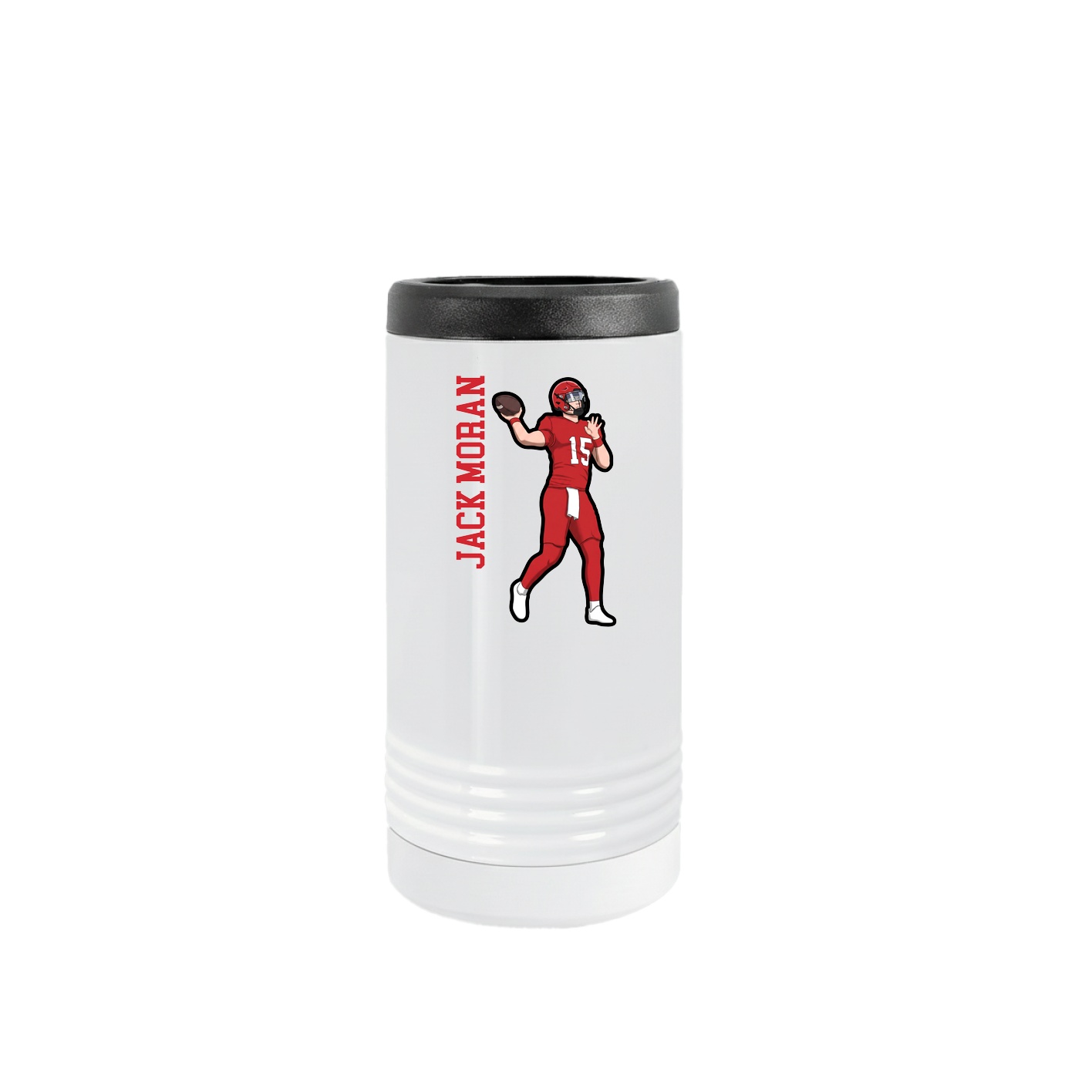 Slim Beverage Holder — Name Vertical in White