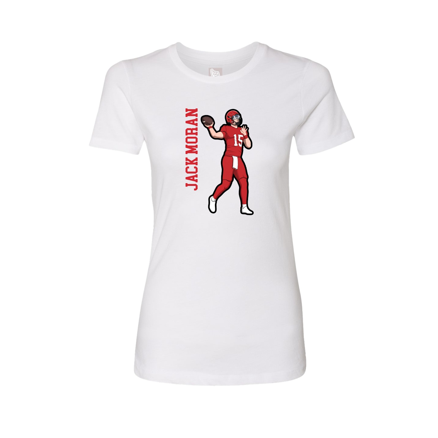 Fitted Women's Tee — Name Vertical in White