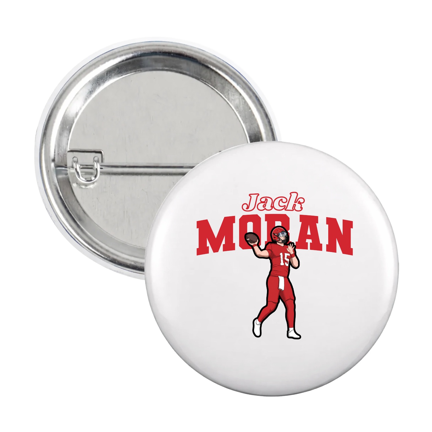 Game Day Button — Name Arch in White