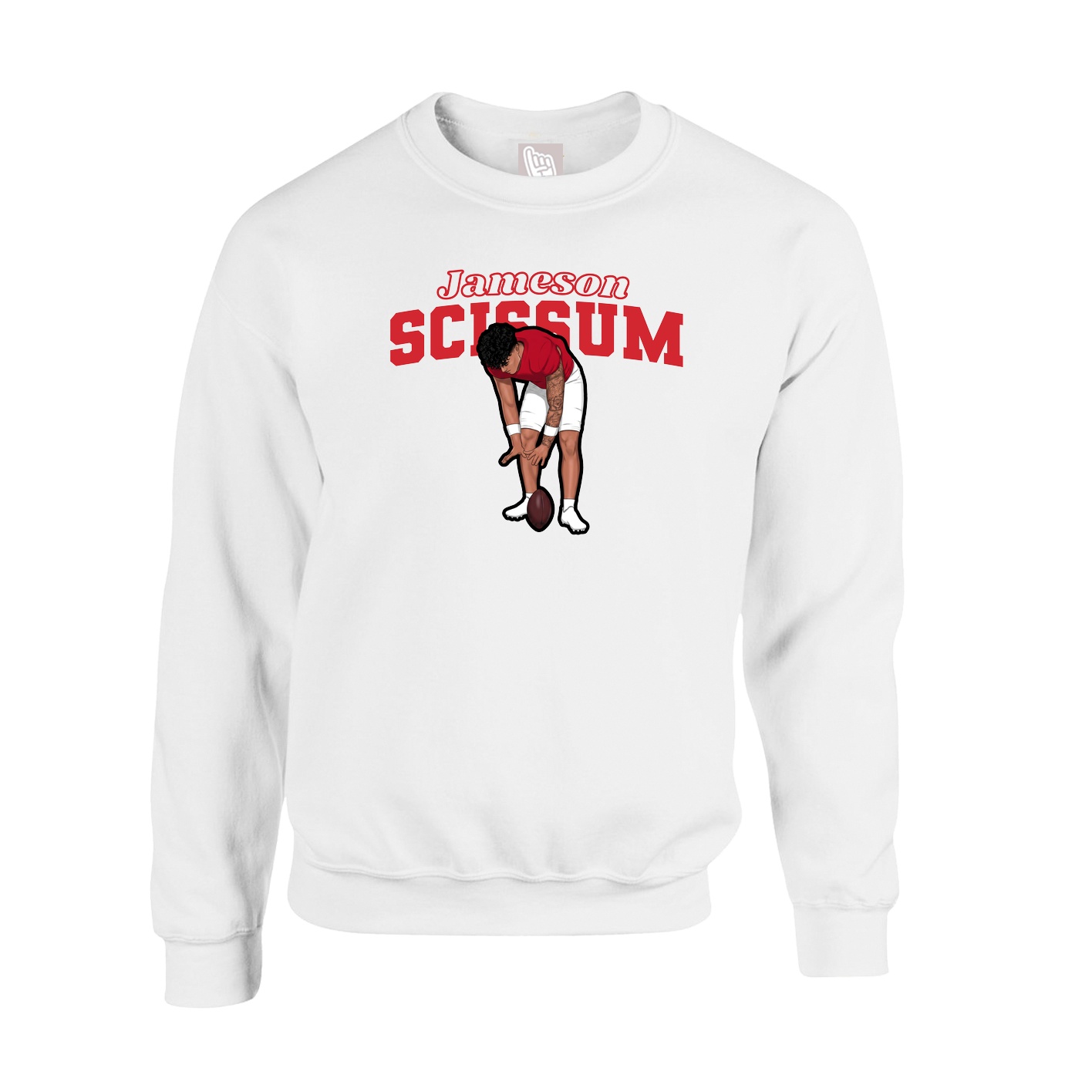 Fleece Crew — Name Arch in White