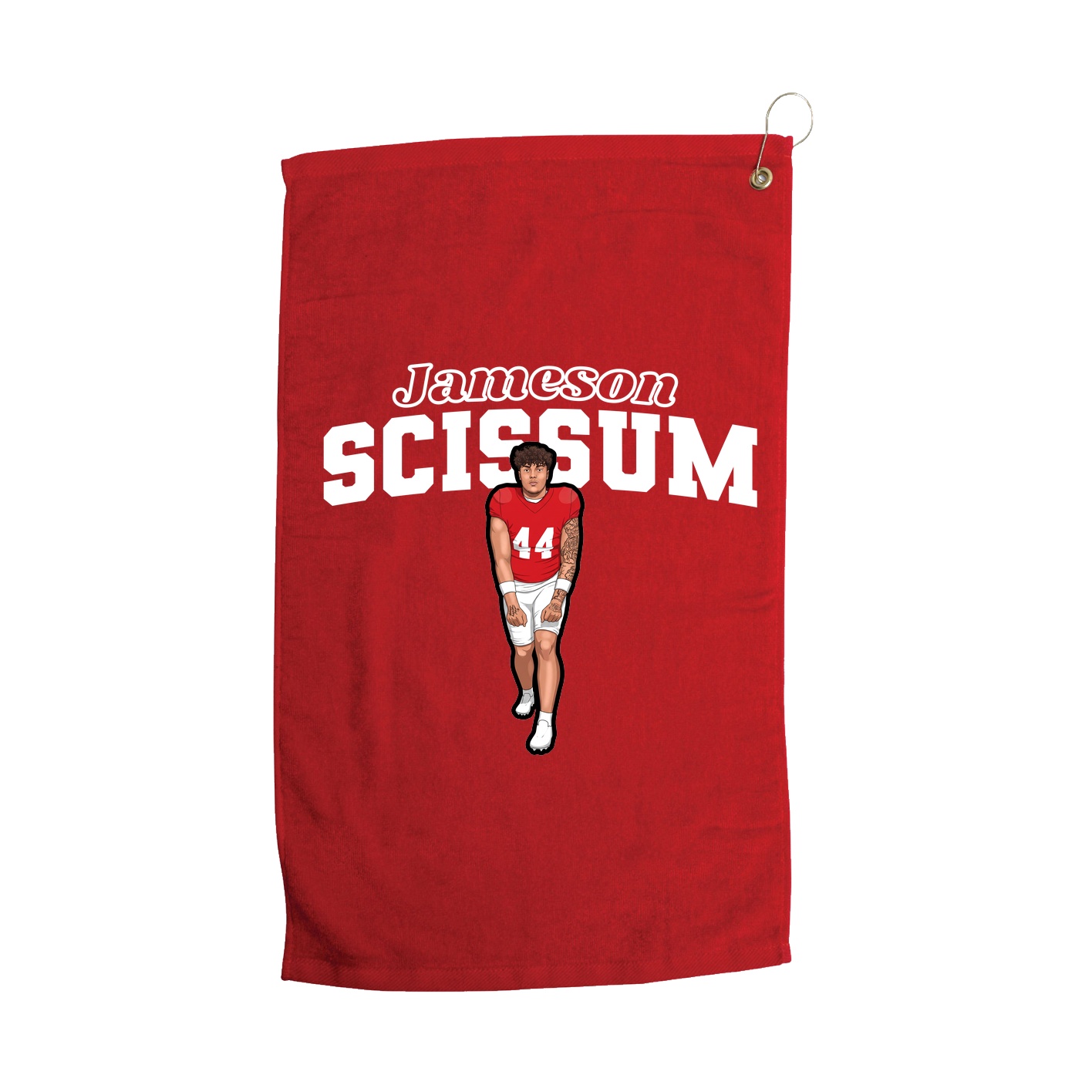Golf Towel — Name Arch in Red