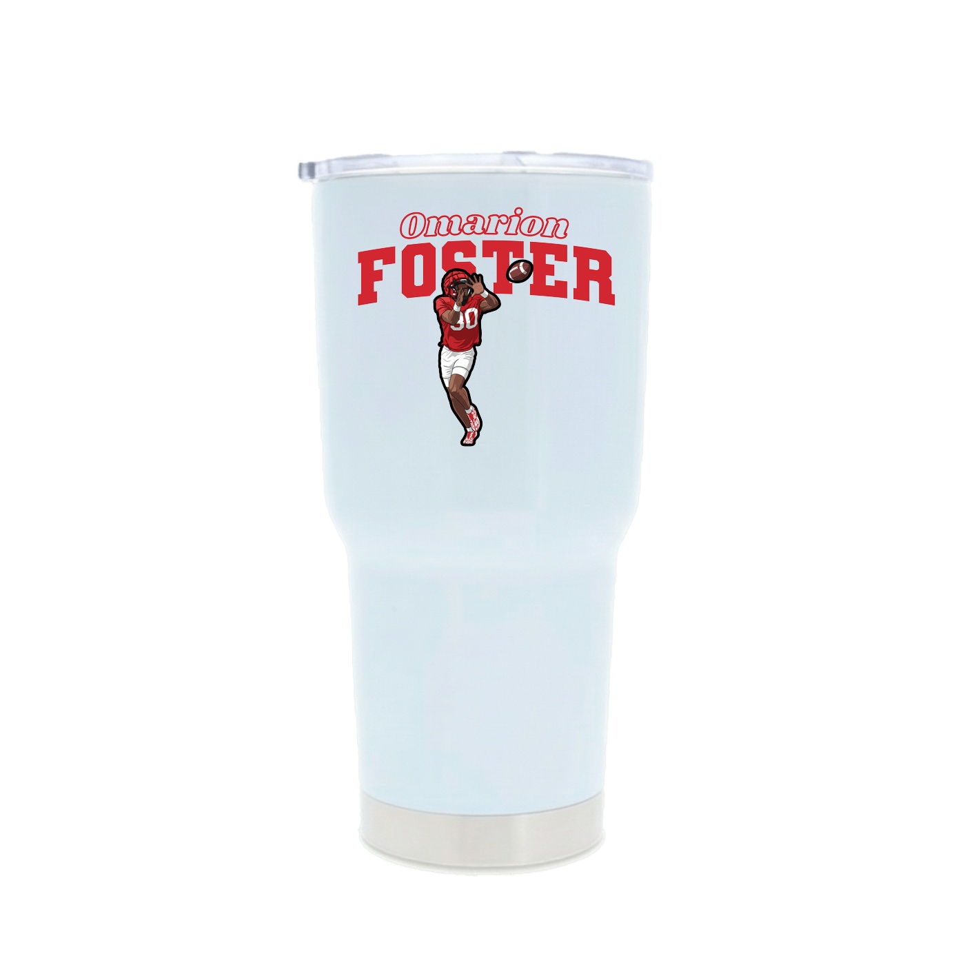 30oz Stainless Steel Tumbler — Name Arch in White