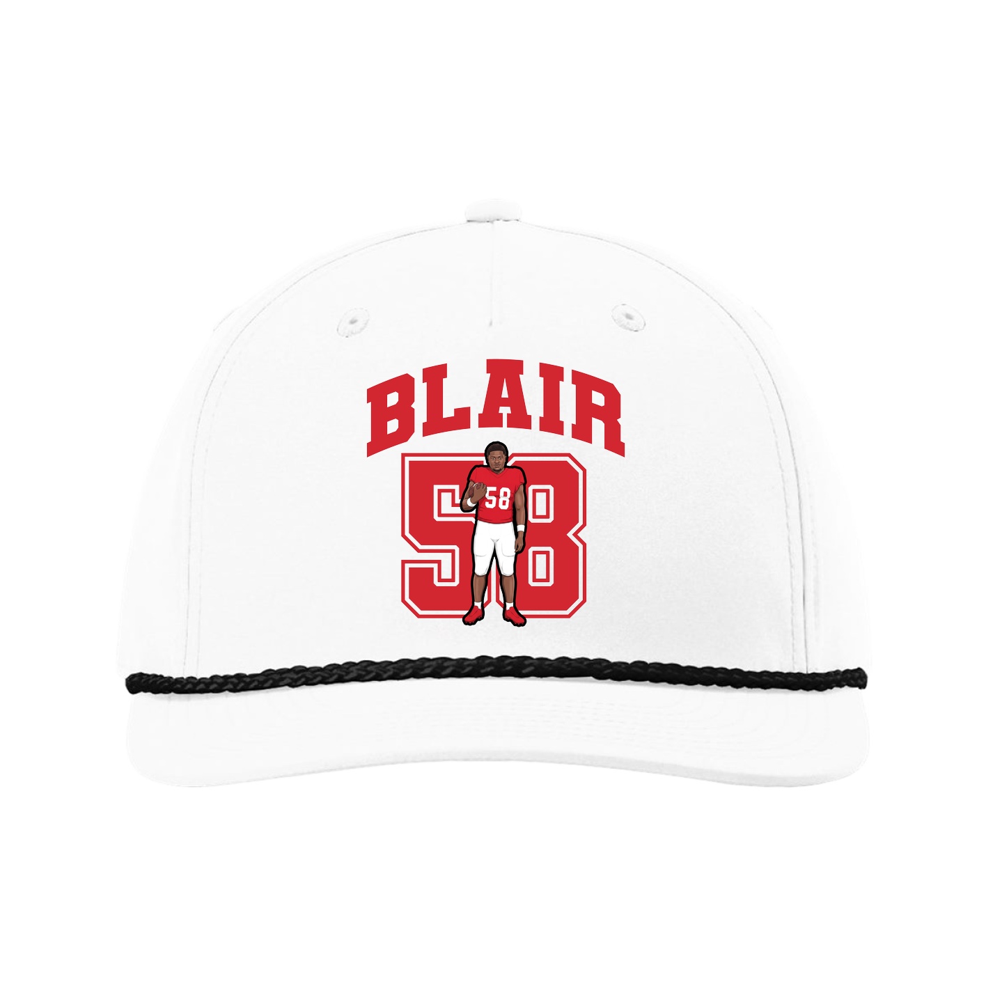 Five-Panel Classic Rope Cap — Number in White
