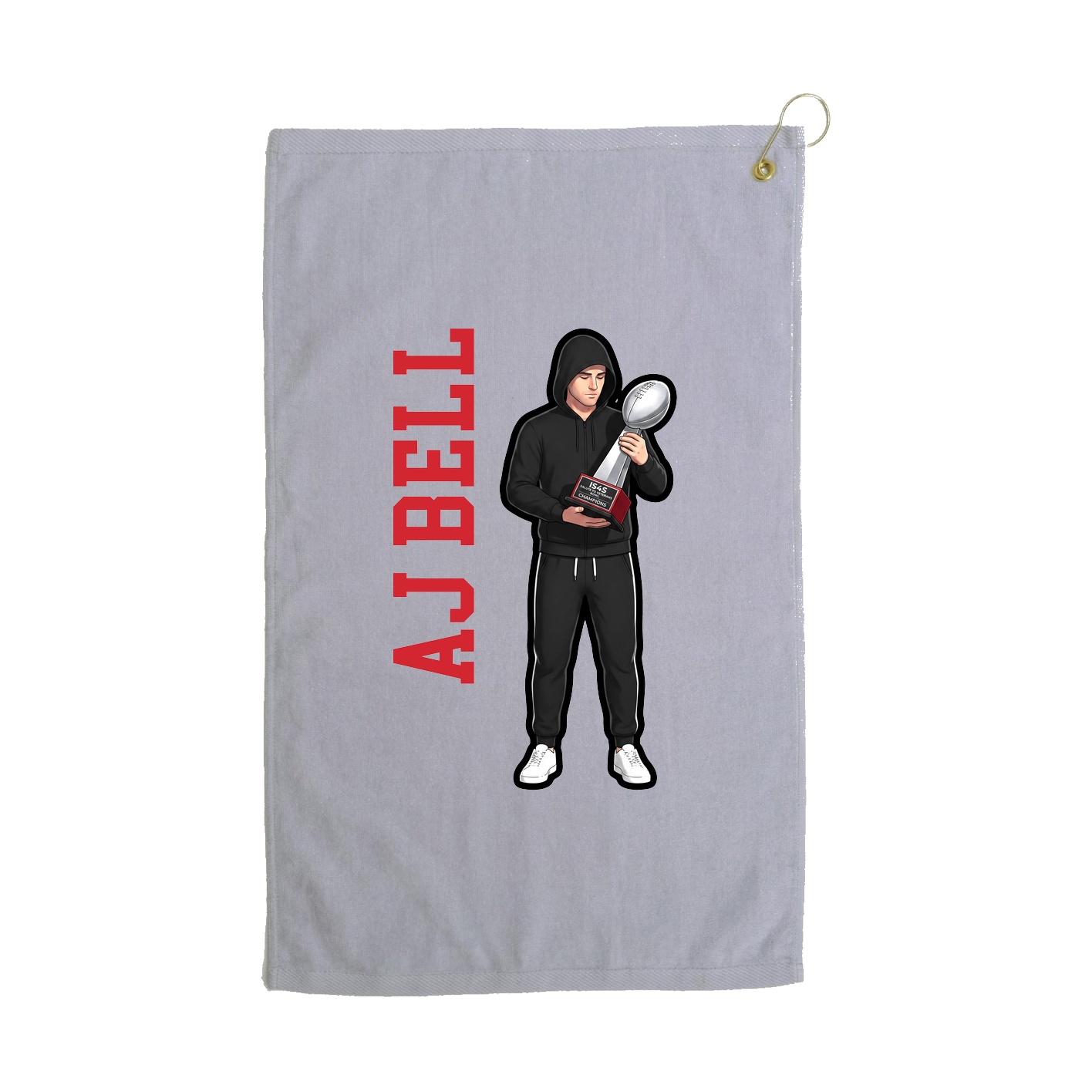 Golf Towel — Name Vertical in Grey
