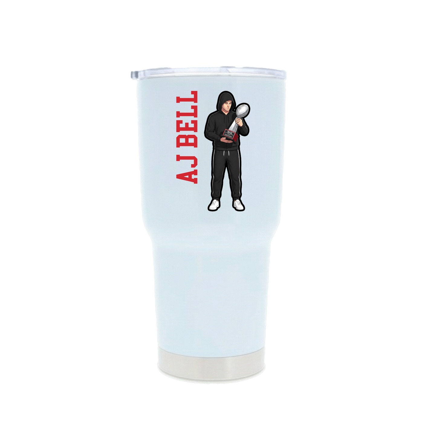 30oz Stainless Steel Tumbler — Name Vertical in White