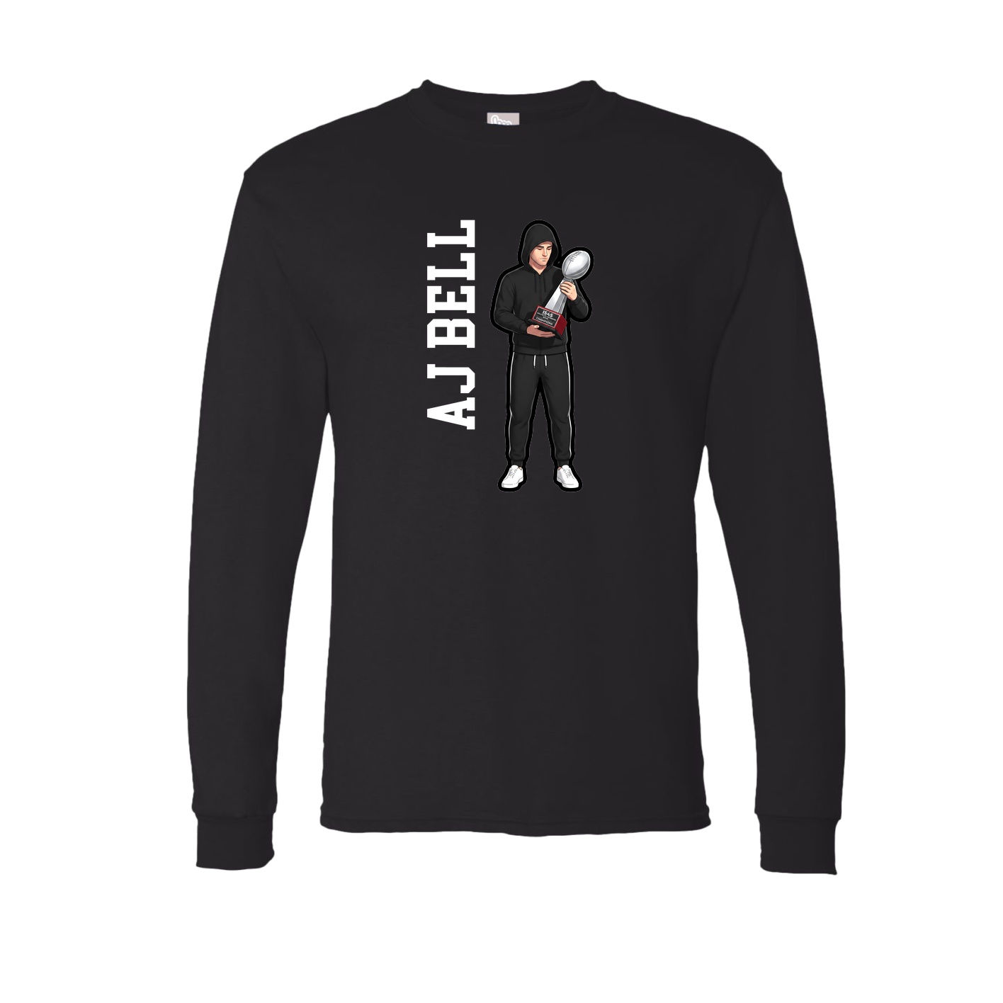 Long Sleeve Tee — Name Vertical in Black