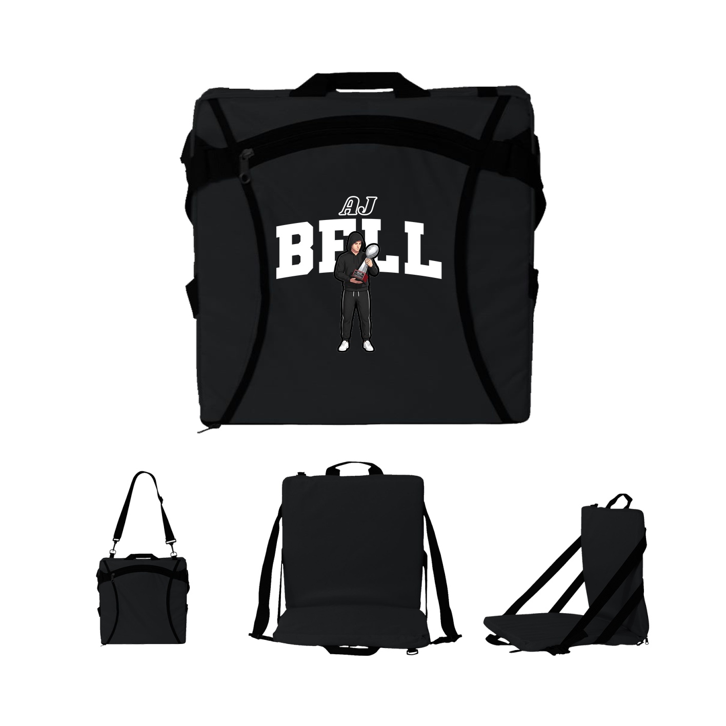 Folding Stadium Seat — Name Arch in Black