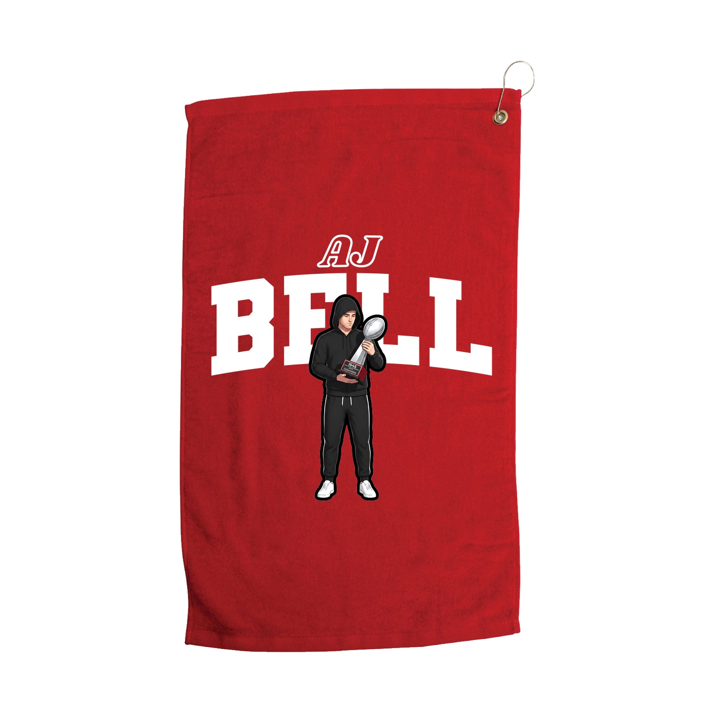 Golf Towel — Name Arch in Red