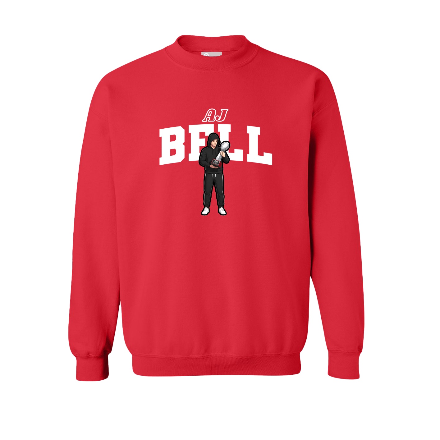 Fleece Crew — Name Arch in Red