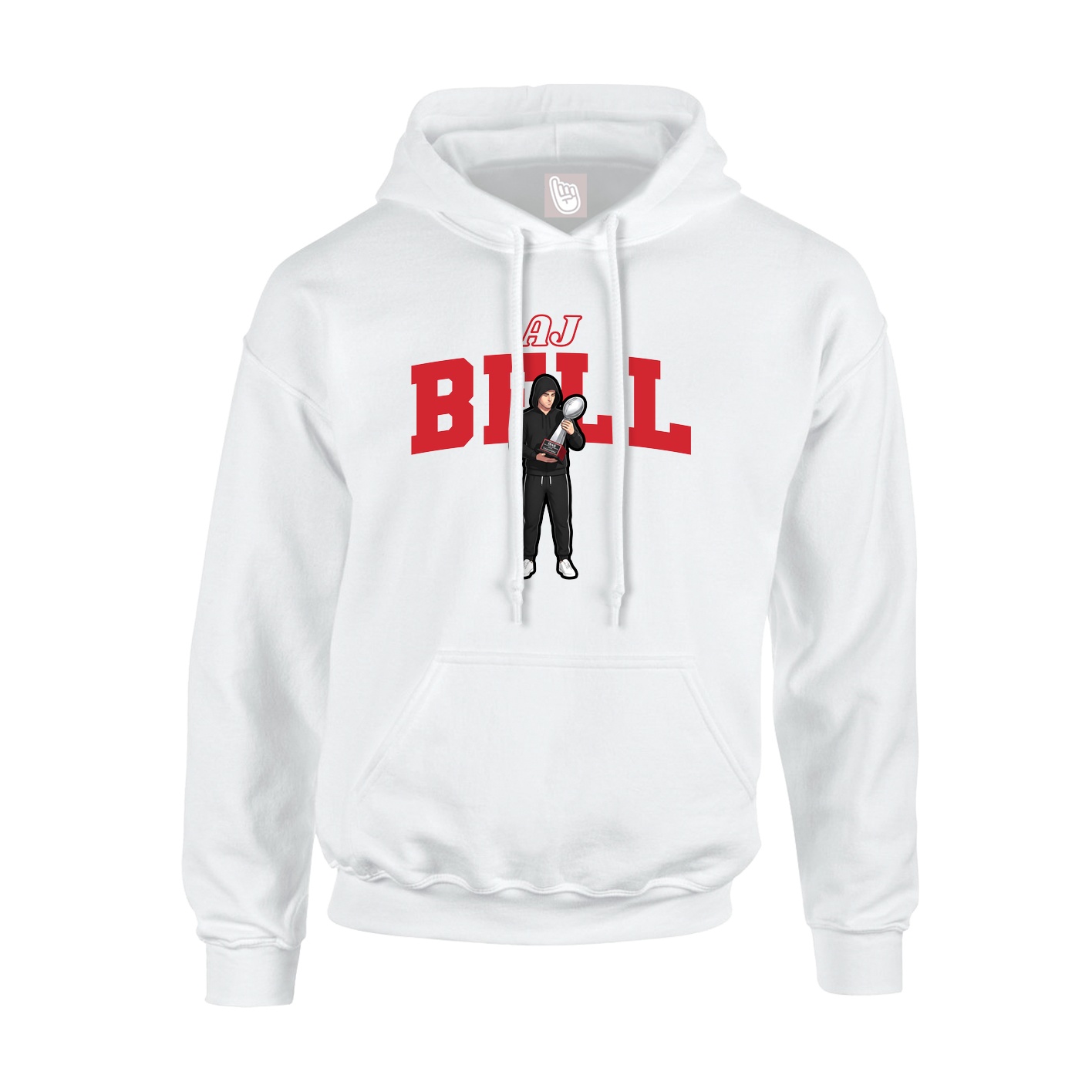 Youth Hoodie — Name Arch in White