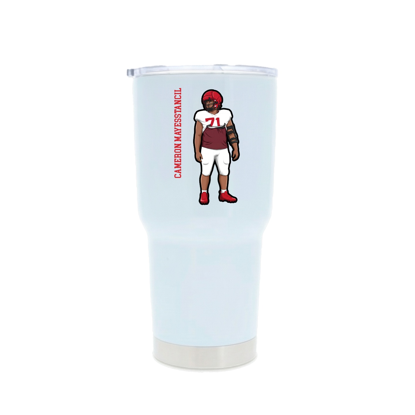 30oz Stainless Steel Tumbler — Name Vertical in White