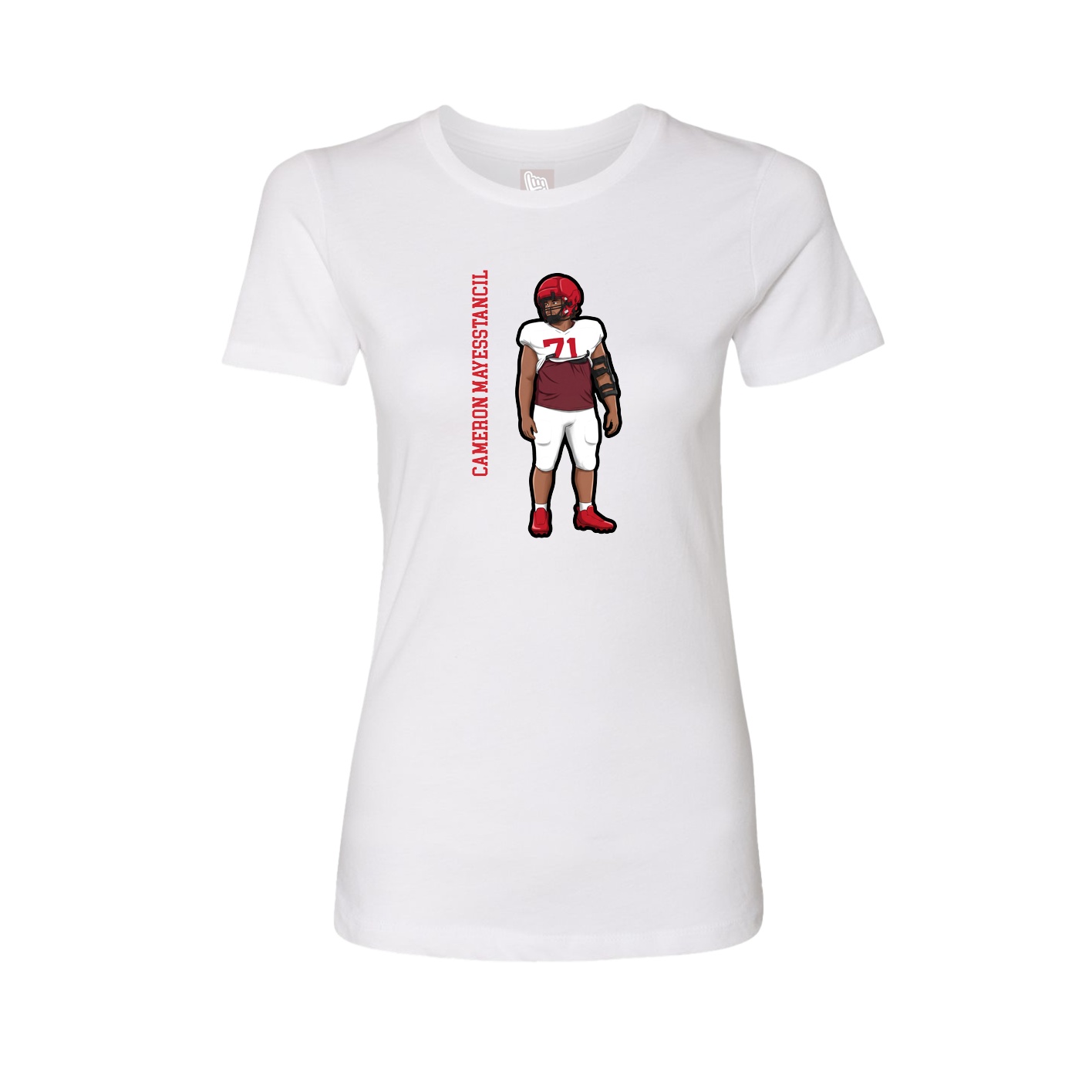 Fitted Women's Tee — Name Vertical in White