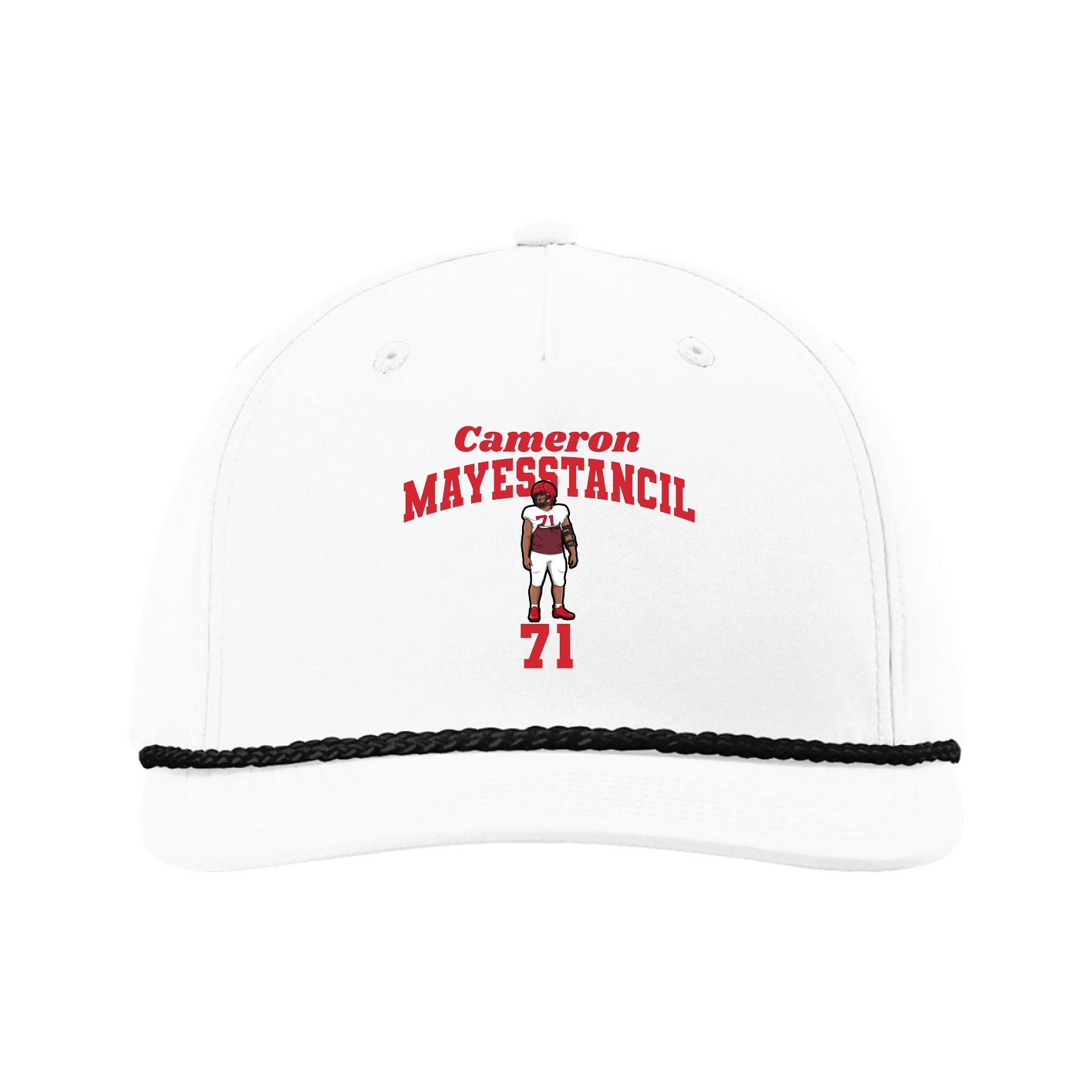 Five-Panel Classic Rope Cap — Signature Arch in White