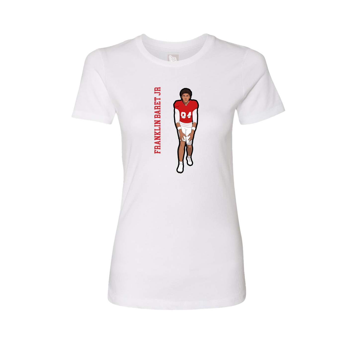Fitted Women's Tee — Name Vertical in White