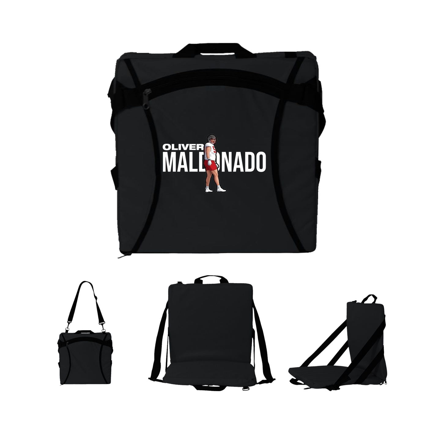 Folding Stadium Seat — Player Name in Black