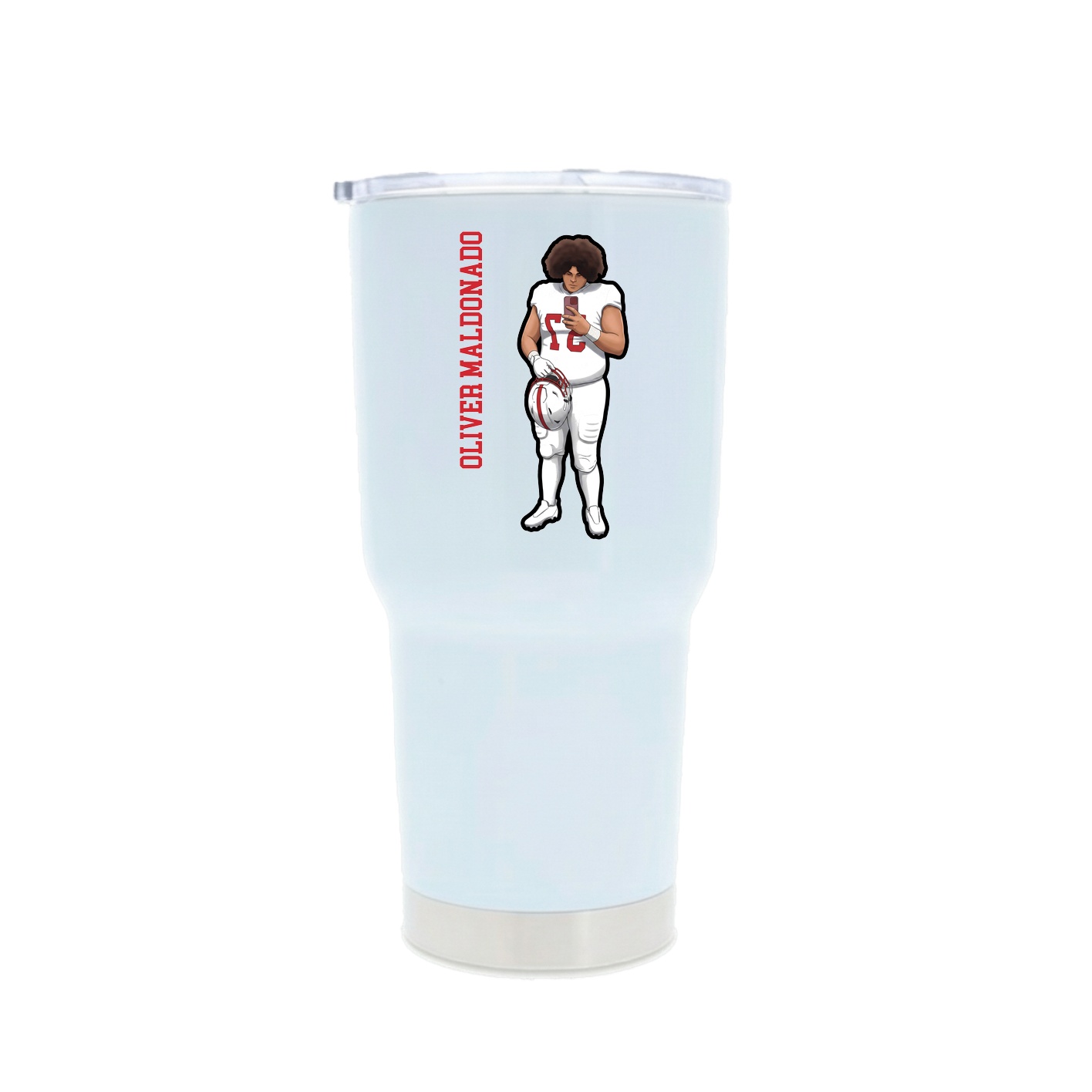 30oz Stainless Steel Tumbler — Name Vertical in White