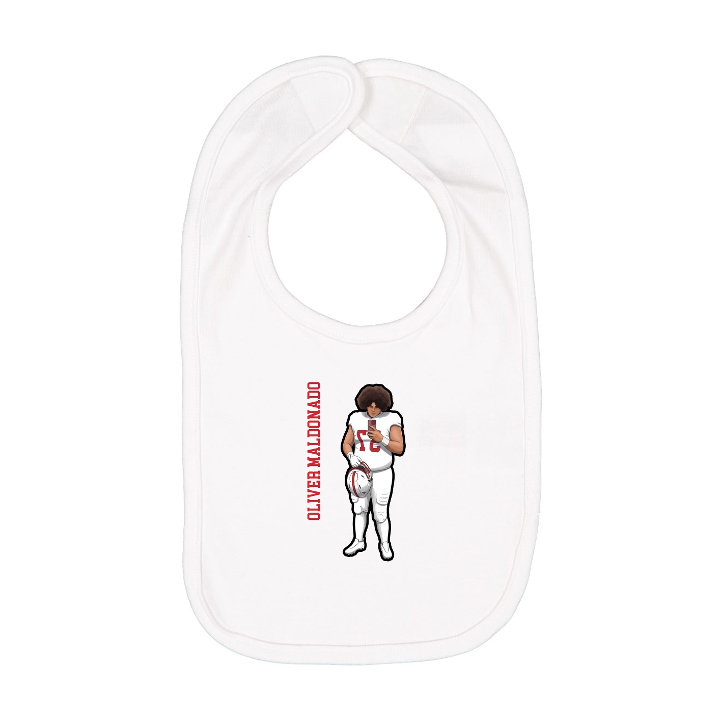 Infant Bib — Name Vertical in White