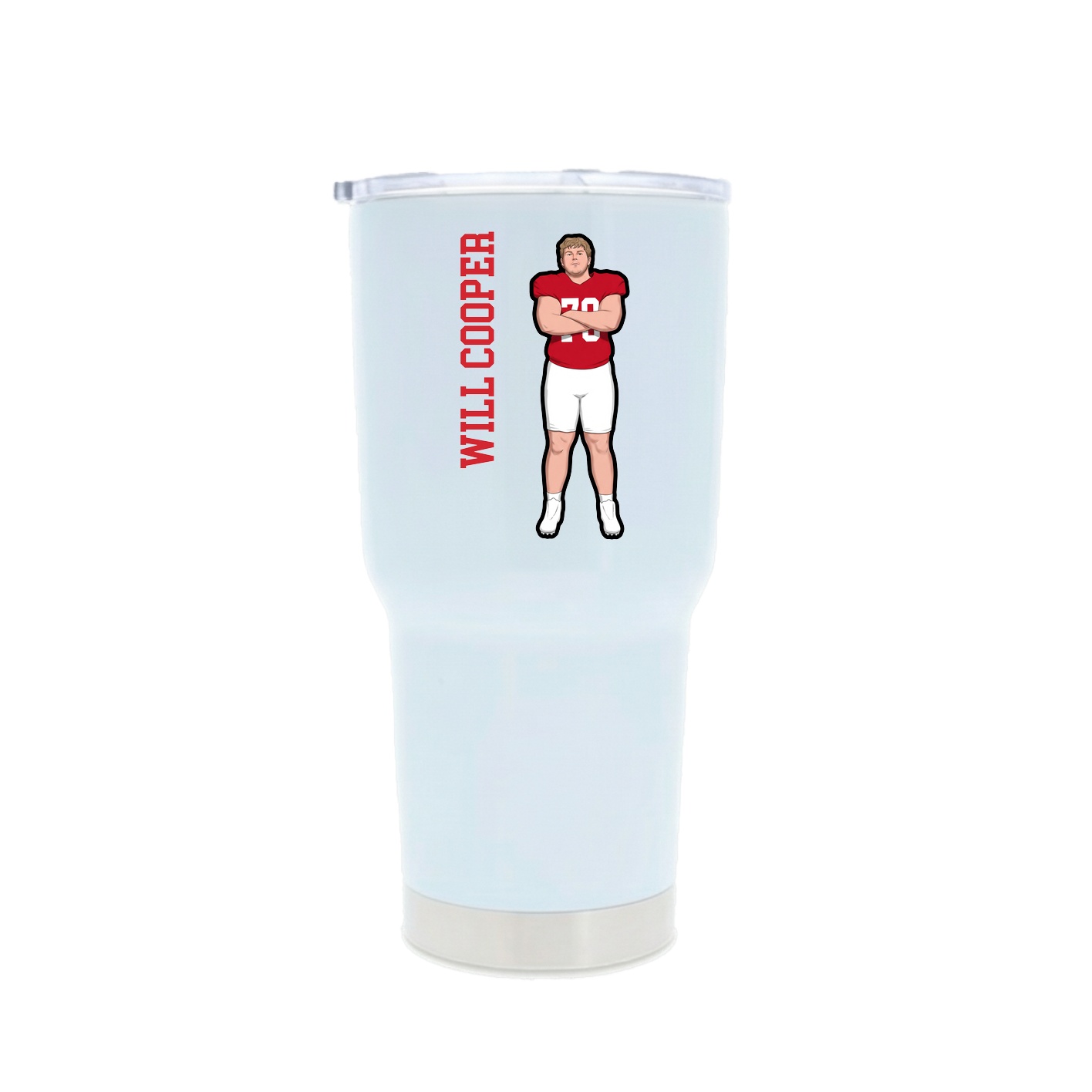 30oz Stainless Steel Tumbler — Name Vertical in White