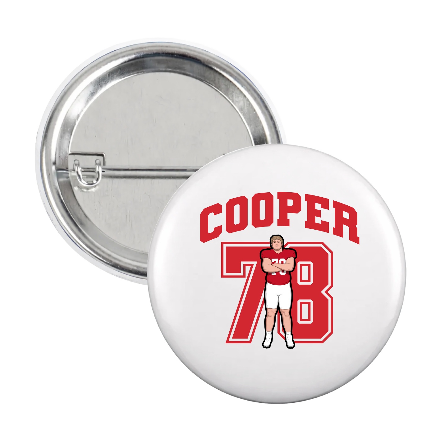 Game Day Button — Number in White