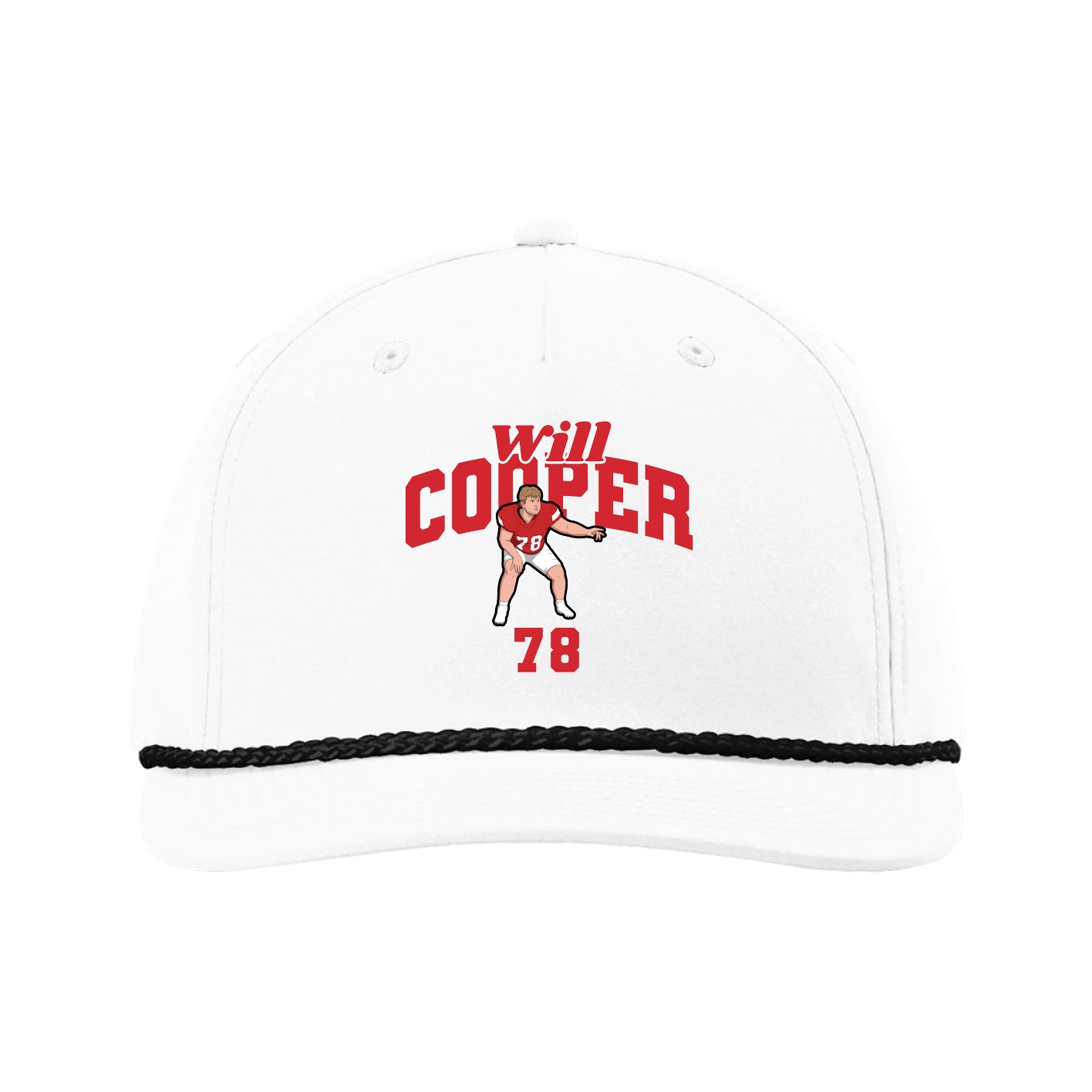 Five-Panel Classic Rope Cap — Signature Arch in White